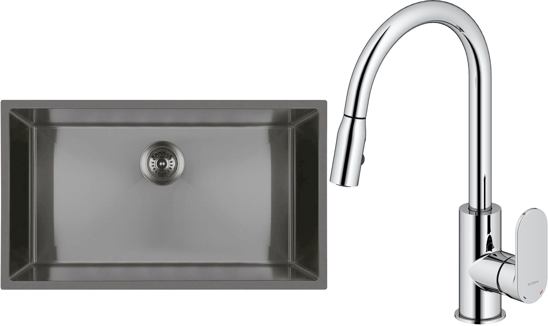 Sada ocelový dřez Oltens Stalvask 71102300, kuchyňská baterie Oltens Lista 35202100