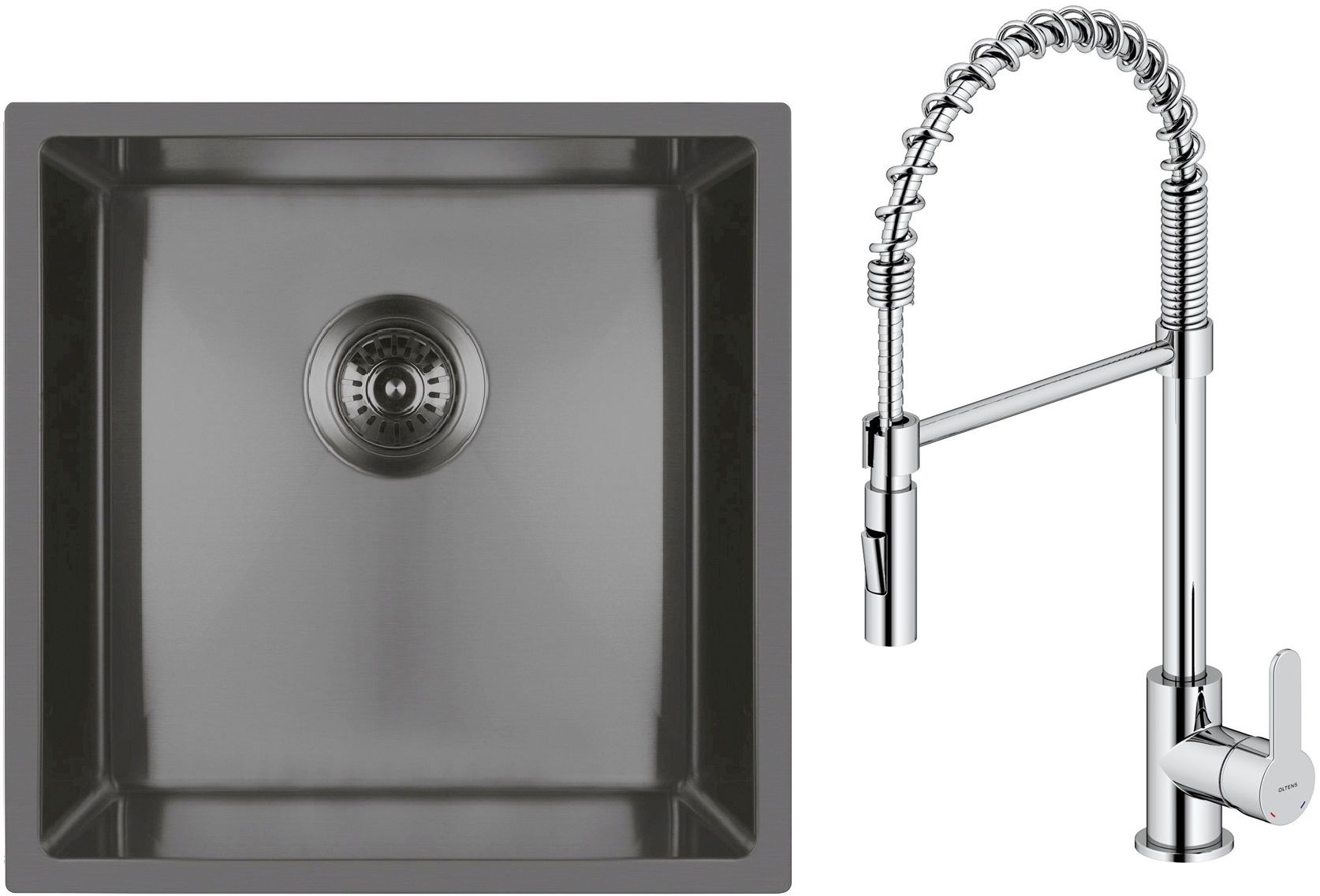 Sada ocelový dřez Oltens Stalvask 71100300, kuchyňská baterie Oltens Duf 35203100
