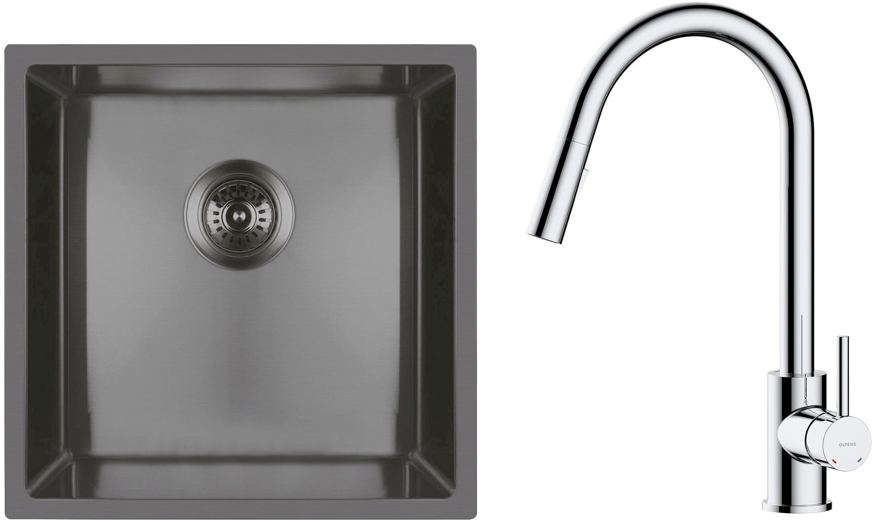 Sada ocelový dřez Oltens Stalvask 71100300, kuchyňská baterie Oltens Litla 35204100