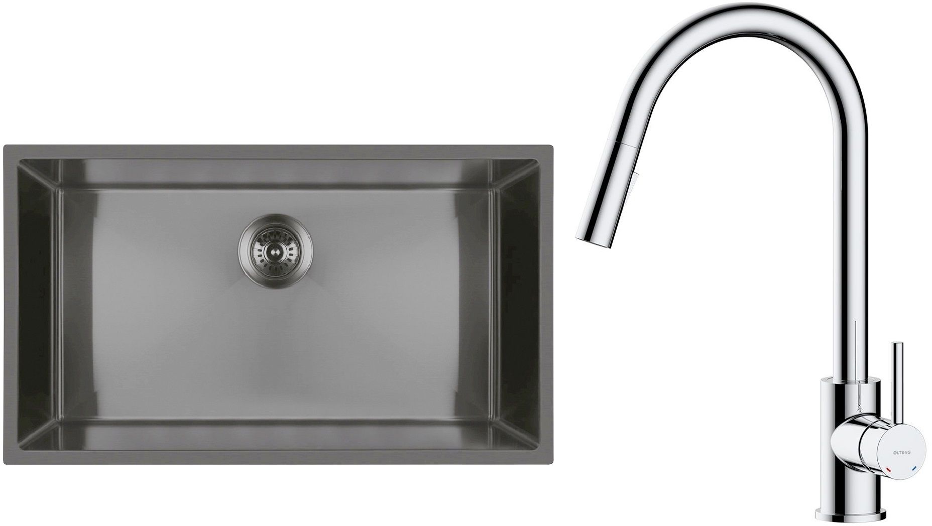 Sada ocelový dřez Oltens Stalvask 71102300, kuchyňská baterie Oltens Litla 35204100
