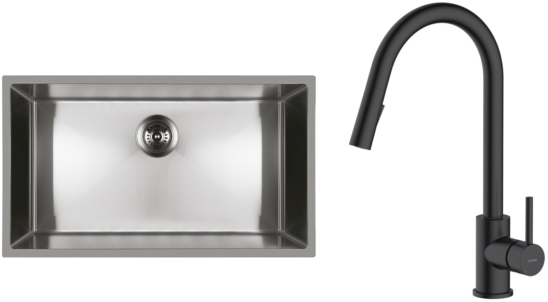Sada ocelový dřez Oltens Stalvask 71102100, kuchyňská baterie Oltens Litla 35204300