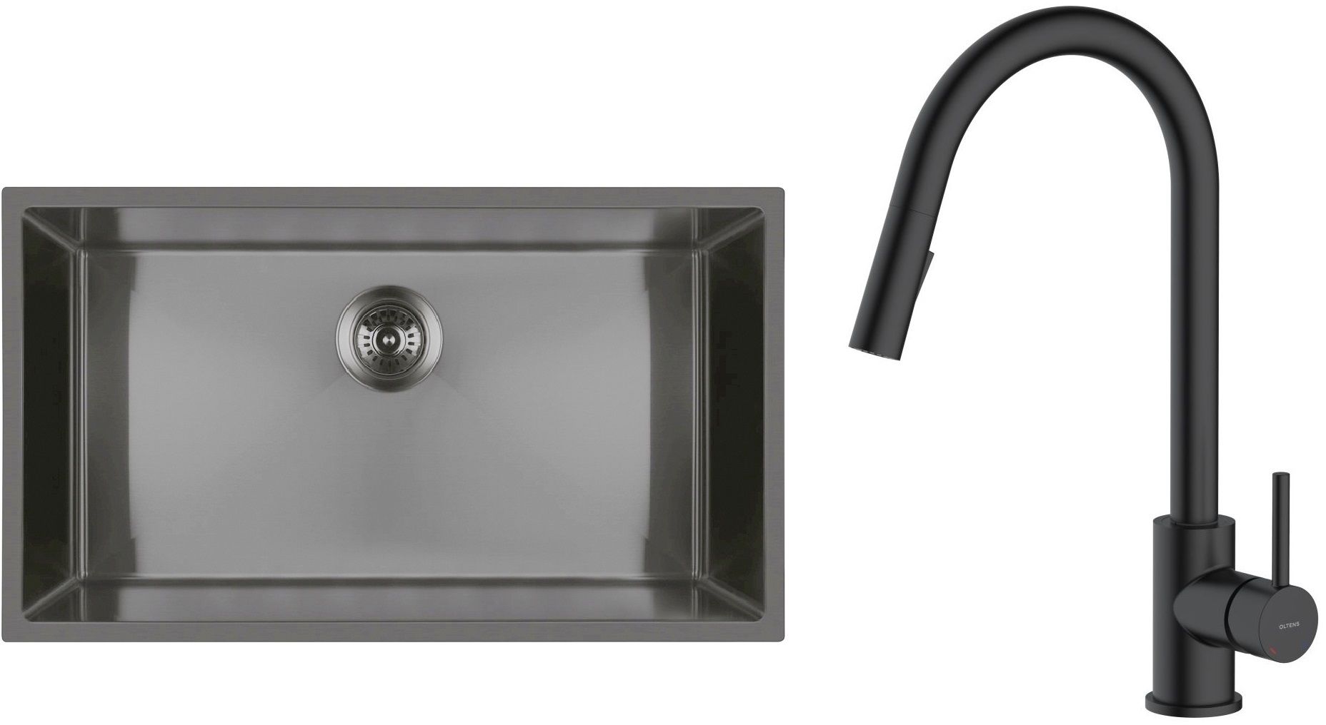 Sada ocelový dřez Oltens Stalvask 71102300, kuchyňská baterie Oltens Litla 35204300