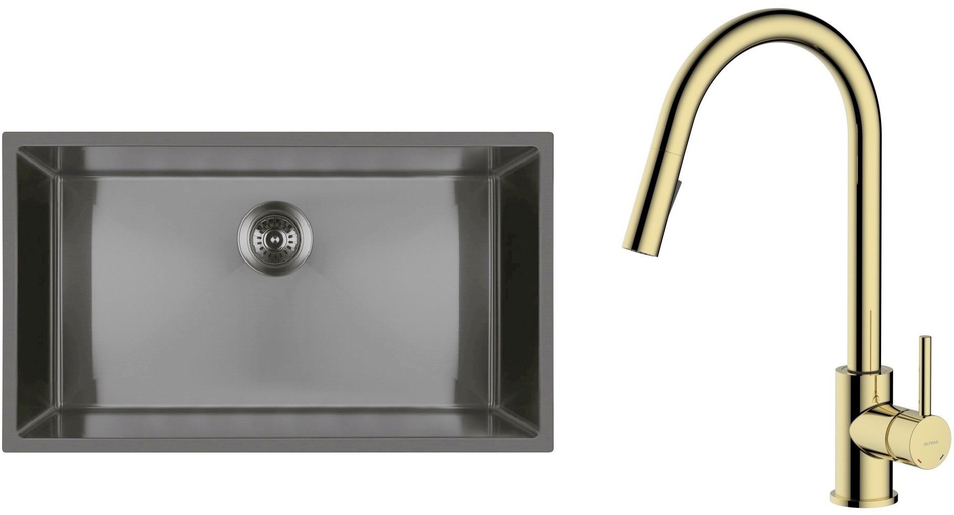 Sada ocelový dřez Oltens Stalvask 71102300, kuchyňská baterie Oltens Litla 35204800