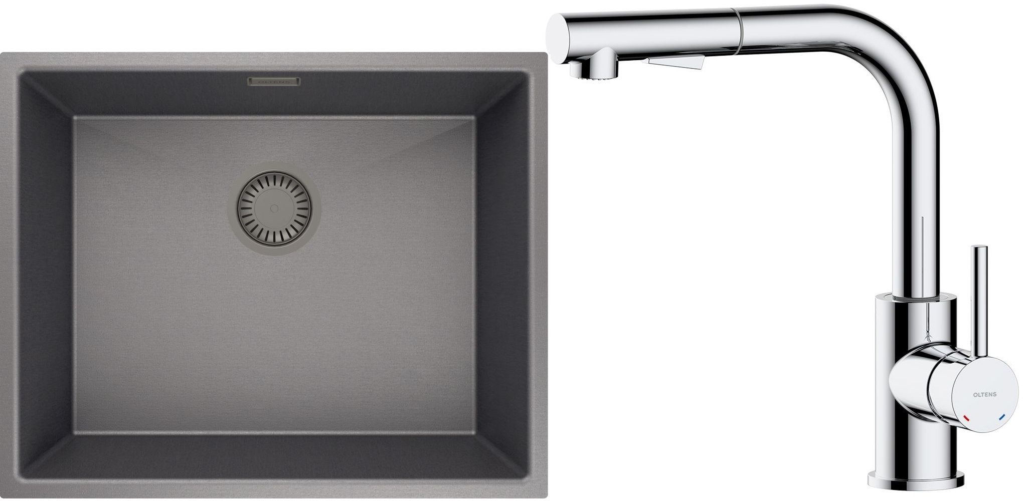 Sada ocelový dřez Oltens Stalvask 71101300, kuchyňská baterie Oltens Myvat 35205100