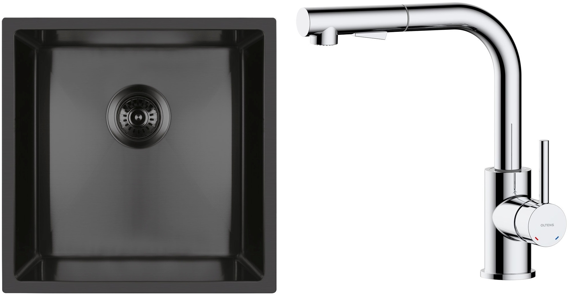 Sada ocelový dřez Oltens Stalvask 71100300, kuchyňská baterie Oltens Myvat 35205100