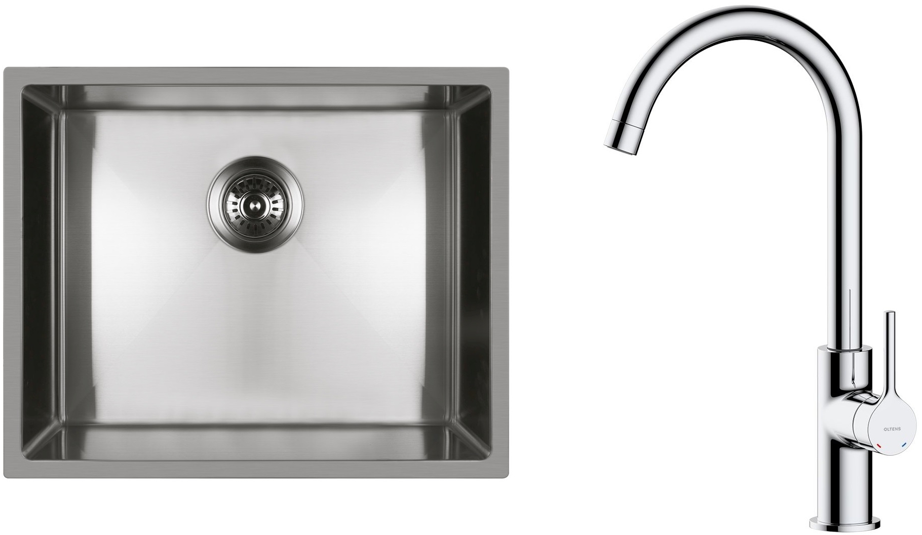 Sada ocelový dřez Oltens Stalvask 71101100, kuchyňská baterie Oltens Skafta 35206100