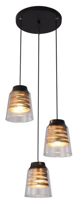 Candellux Fresno závěsné svítidlo 3x60 W černá-průhledná-zlatá 33-78988