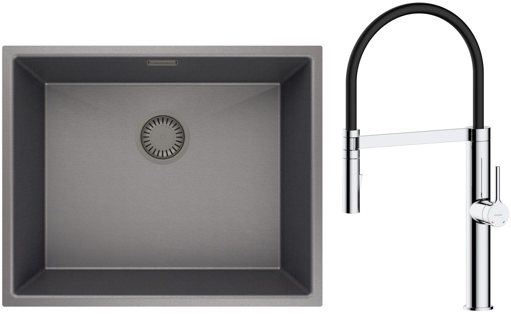 Sada ocelový dřez Oltens Stalvask 71101300, kuchyňská baterie Oltens Borga 35207100