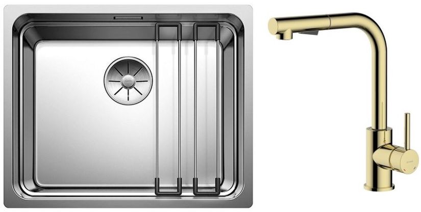 Sada ocelový dřez Blanco Etagon 500-U 521841, kuchyňská baterie Oltens Myvat 35205800