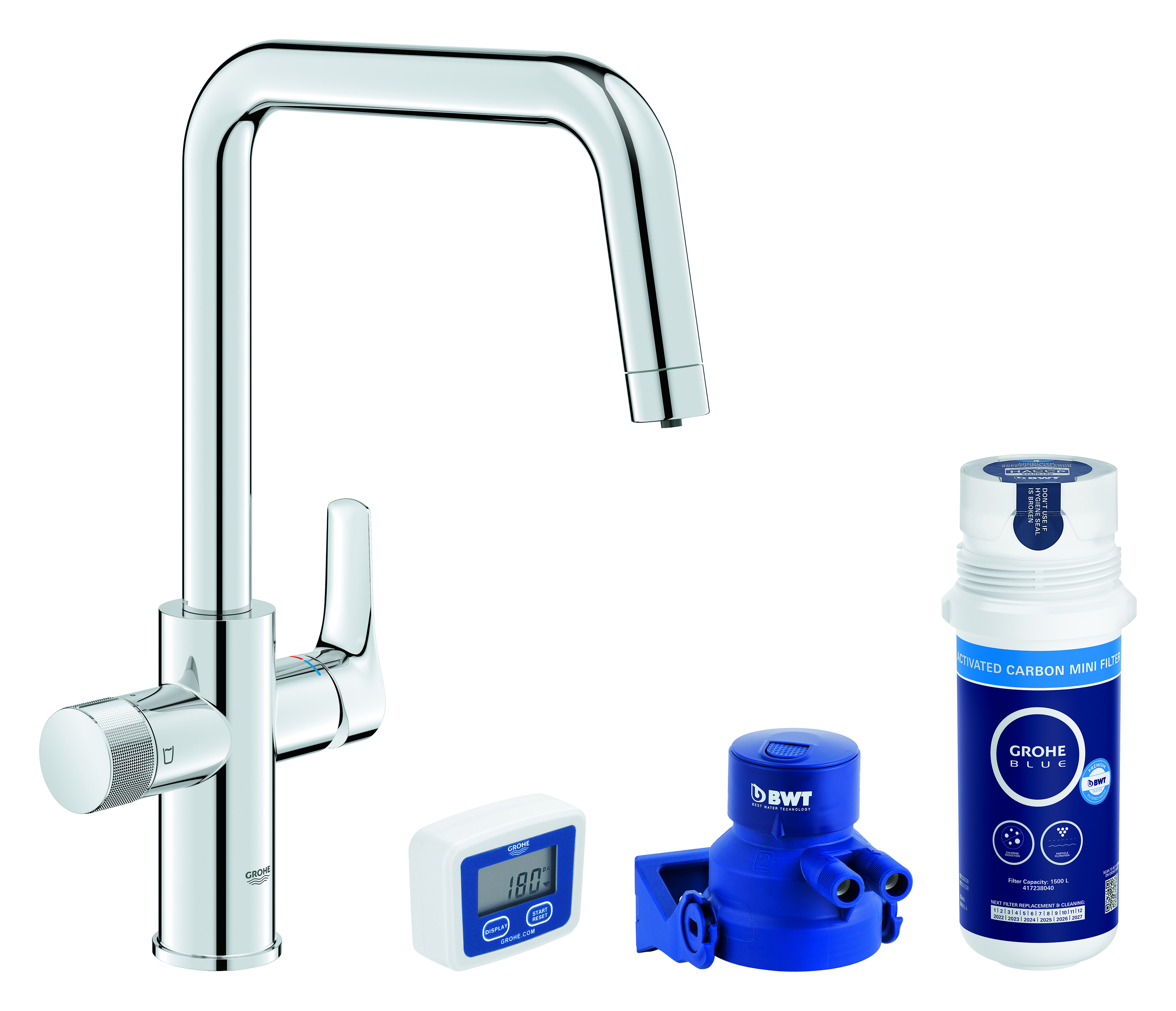 Grohe Blue startovací sada s kuchyňskou baterií stojící chrom 30596000