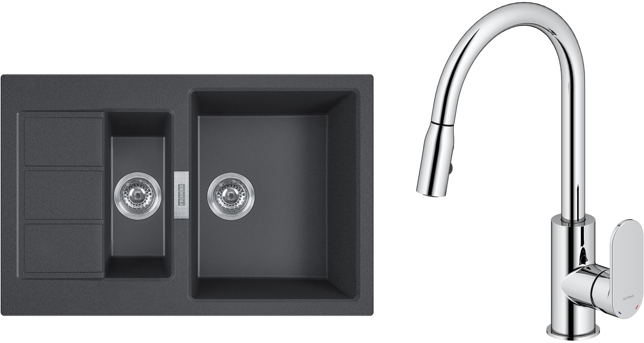 Sada dřez Tectonite Franke Sirius 2.0 143.0618.687, kuchyňská baterie Oltens Lista 35202100