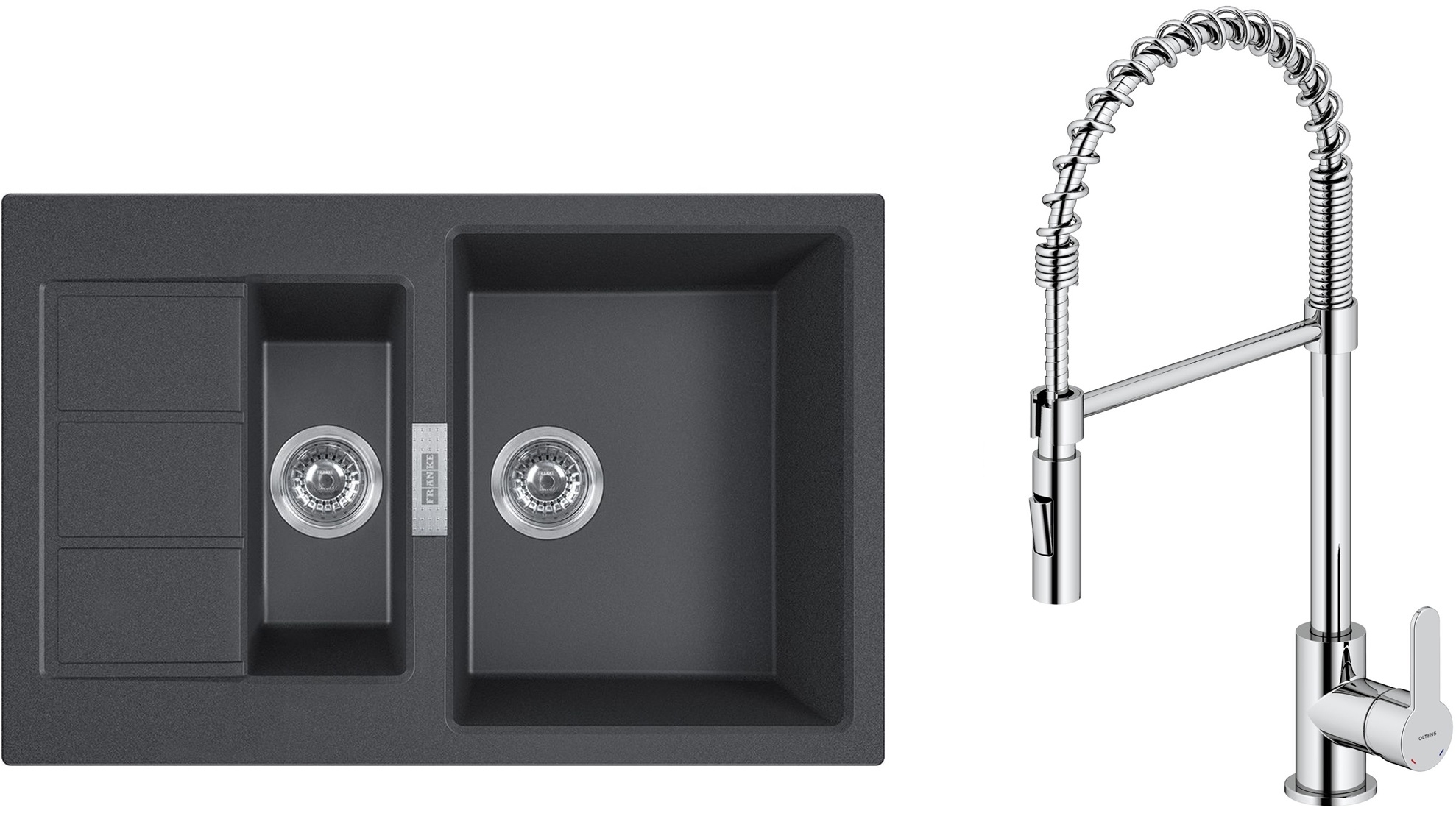 Sada kuchyňská baterie Oltens Duf 35203100, dřez Tectonite Franke Sirius 2.0 143.0618.687