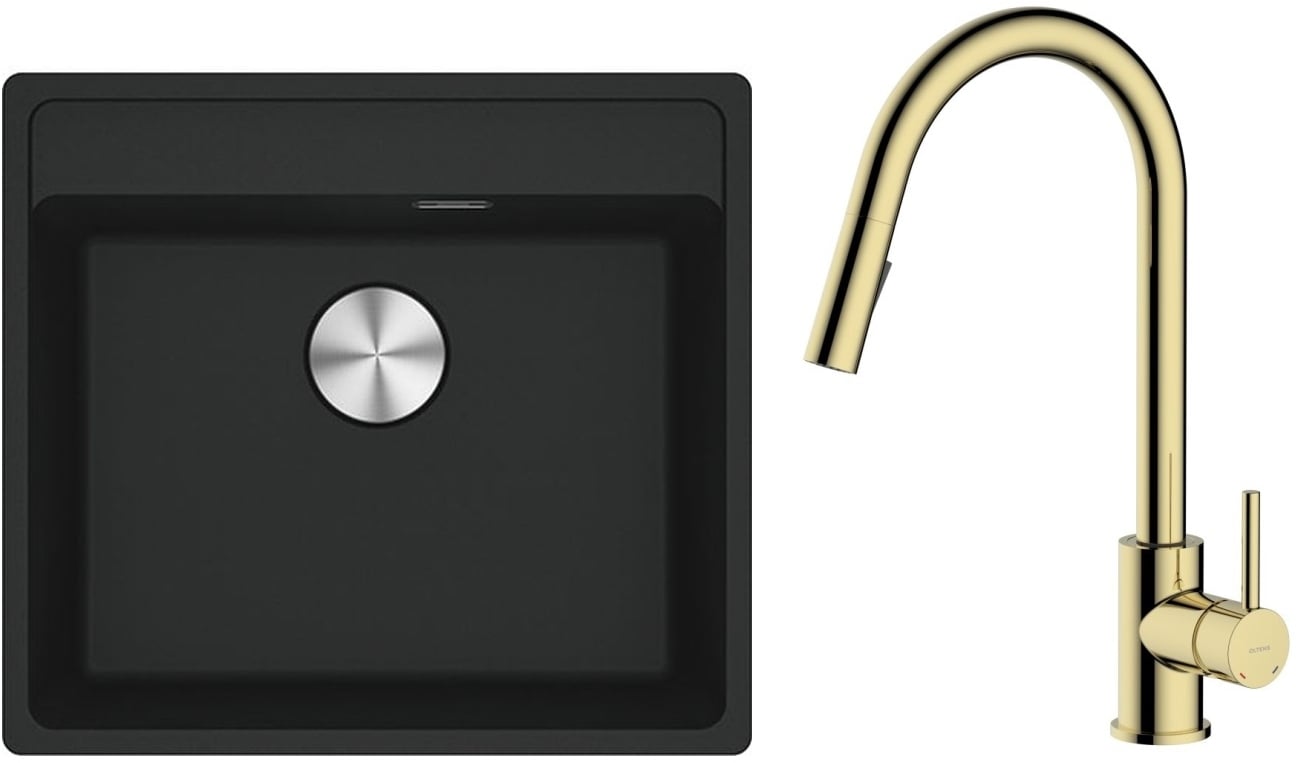 Sada granitový dřez Franke Maris 114.0661.384, kuchyňská baterie Oltens Litla 35204800