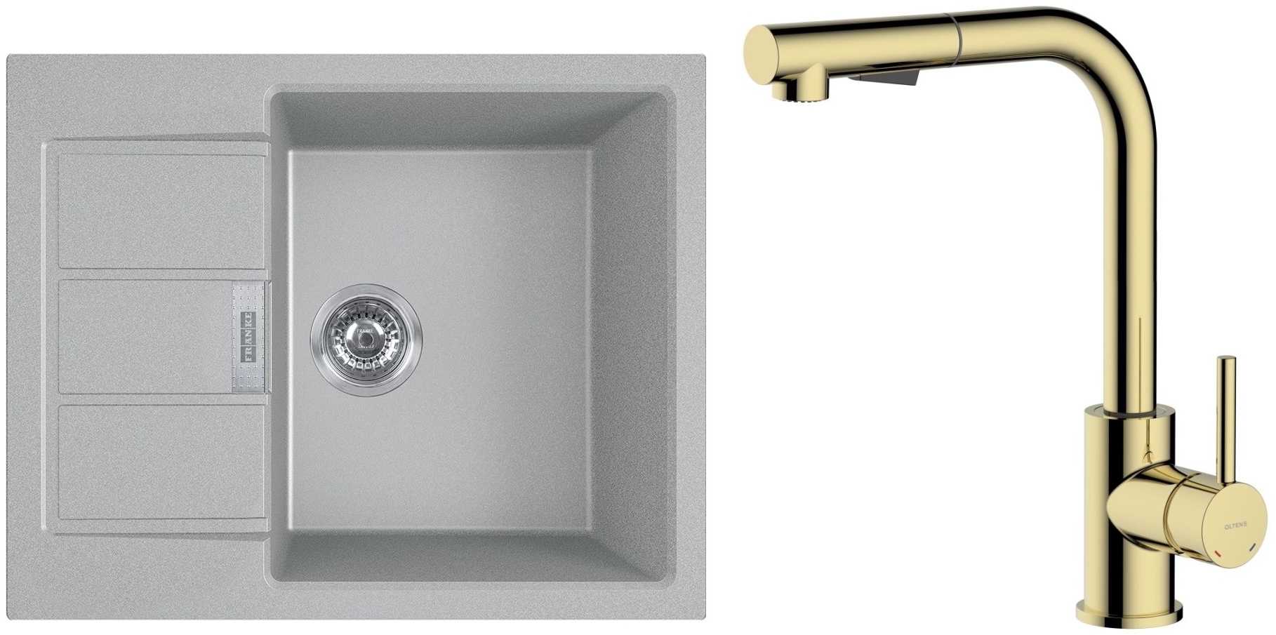 Sada kuchyňská baterie Oltens Myvat 35205800, dřez Tectonite Franke Sirius 2.0 143.0618.668