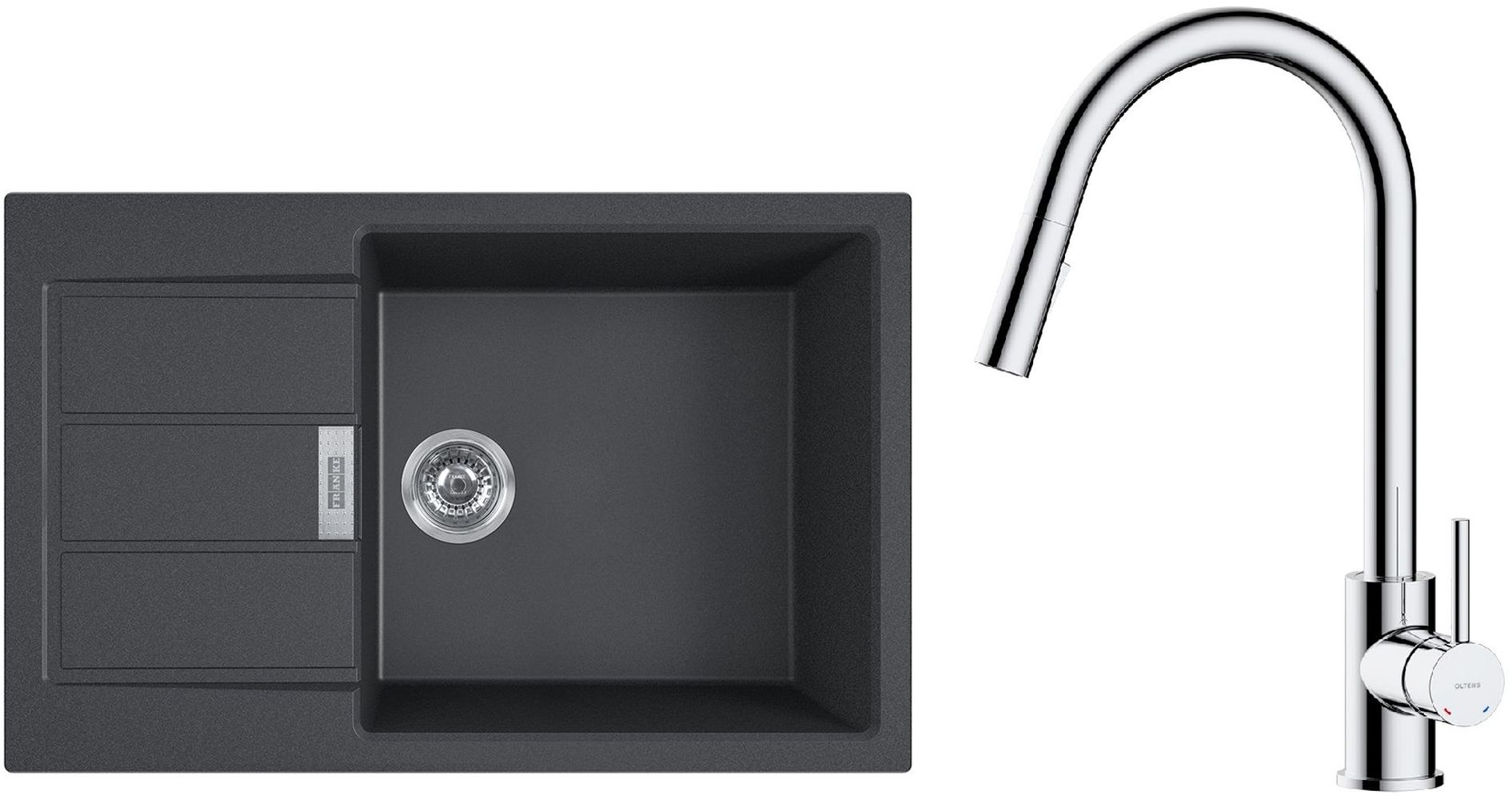 Sada dřez Tectonite Franke Sirius 2.0 143.0618.577, kuchyňská baterie Oltens Litla 35204100