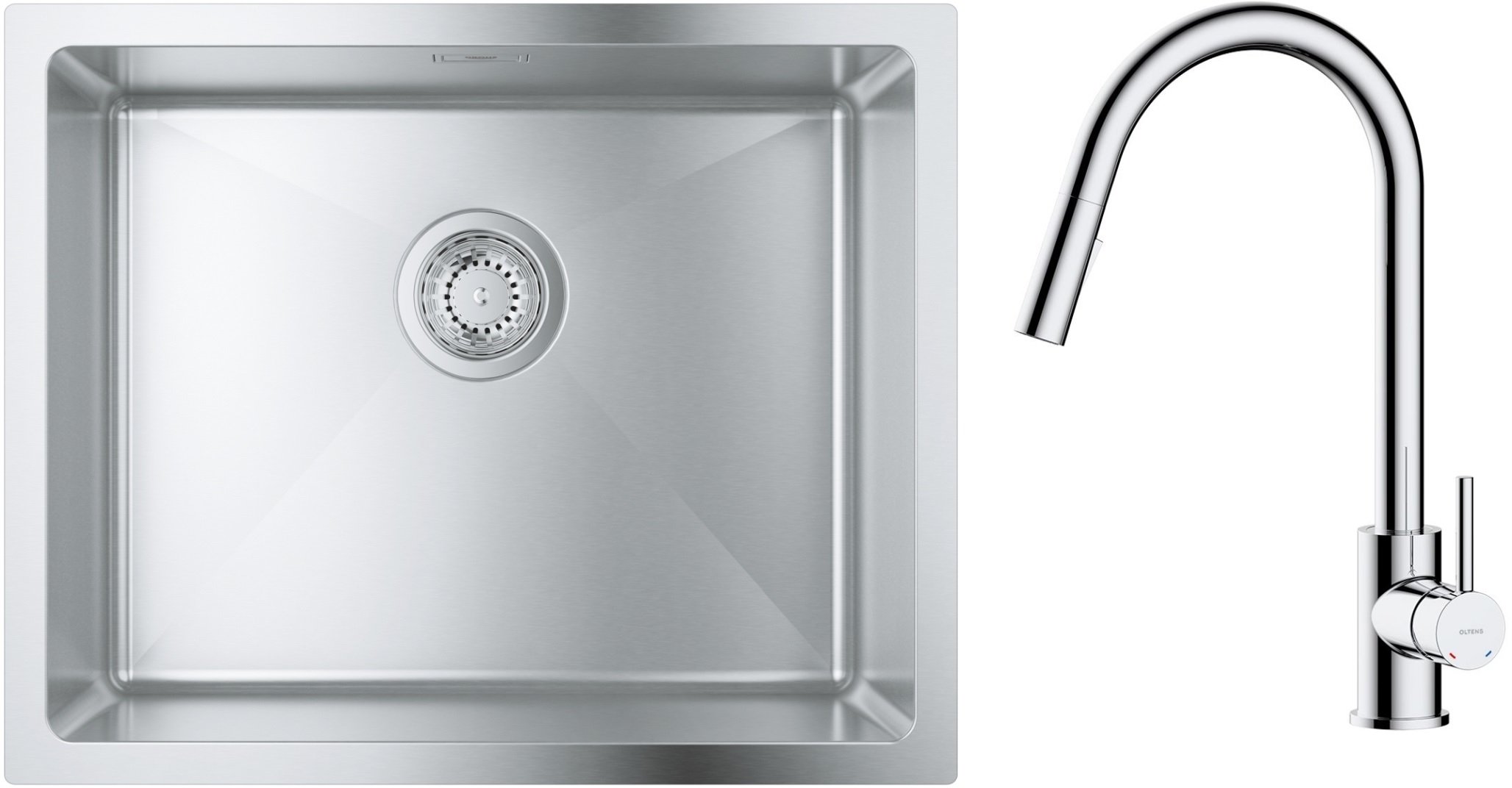 Sada ocelový dřez Grohe K700 31574SD1, kuchyňská baterie Oltens Litla 35204100