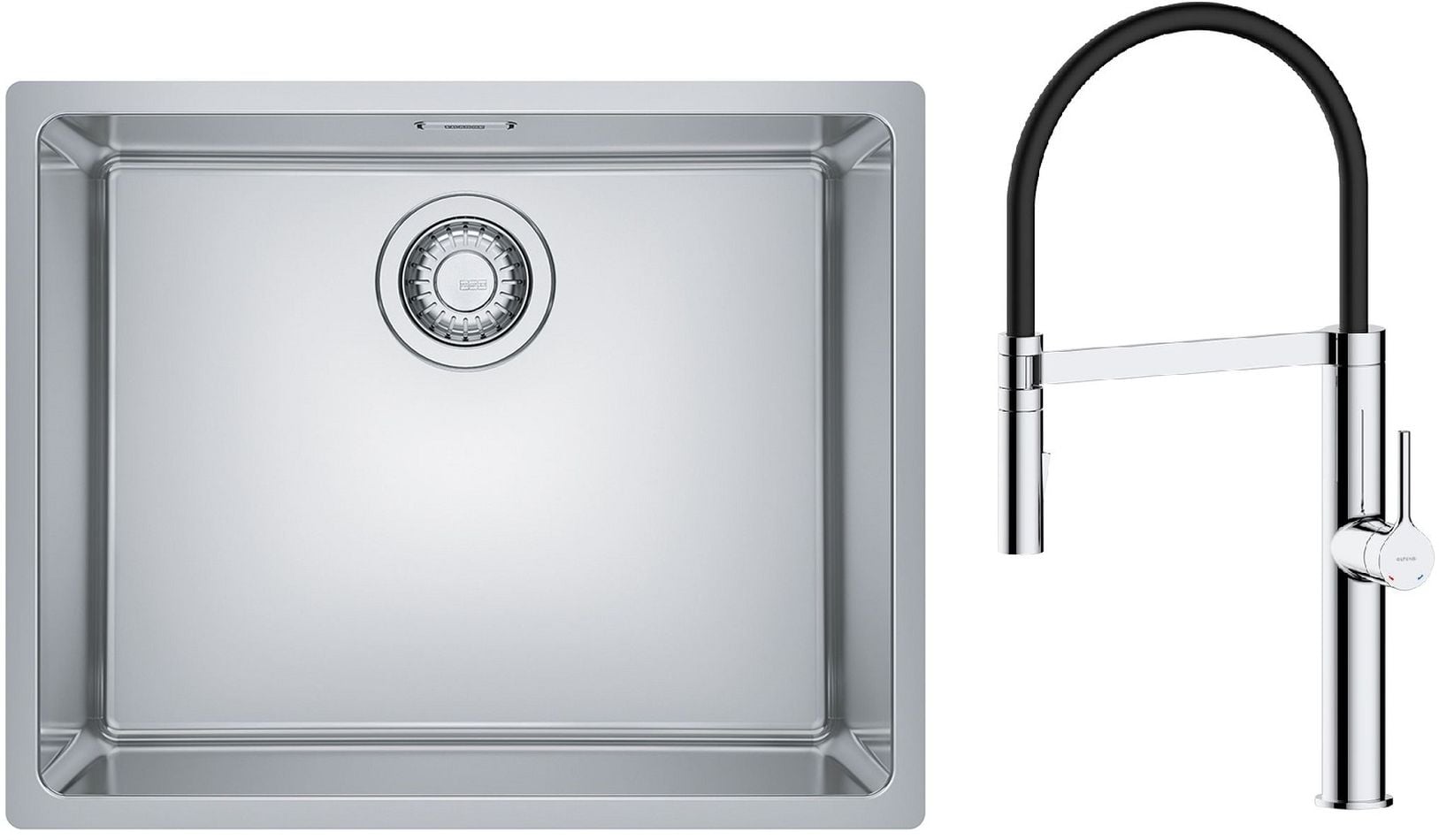 Sada ocelový dřez Franke Maris 122.0543.996, kuchyňská baterie Oltens Borga 35207100
