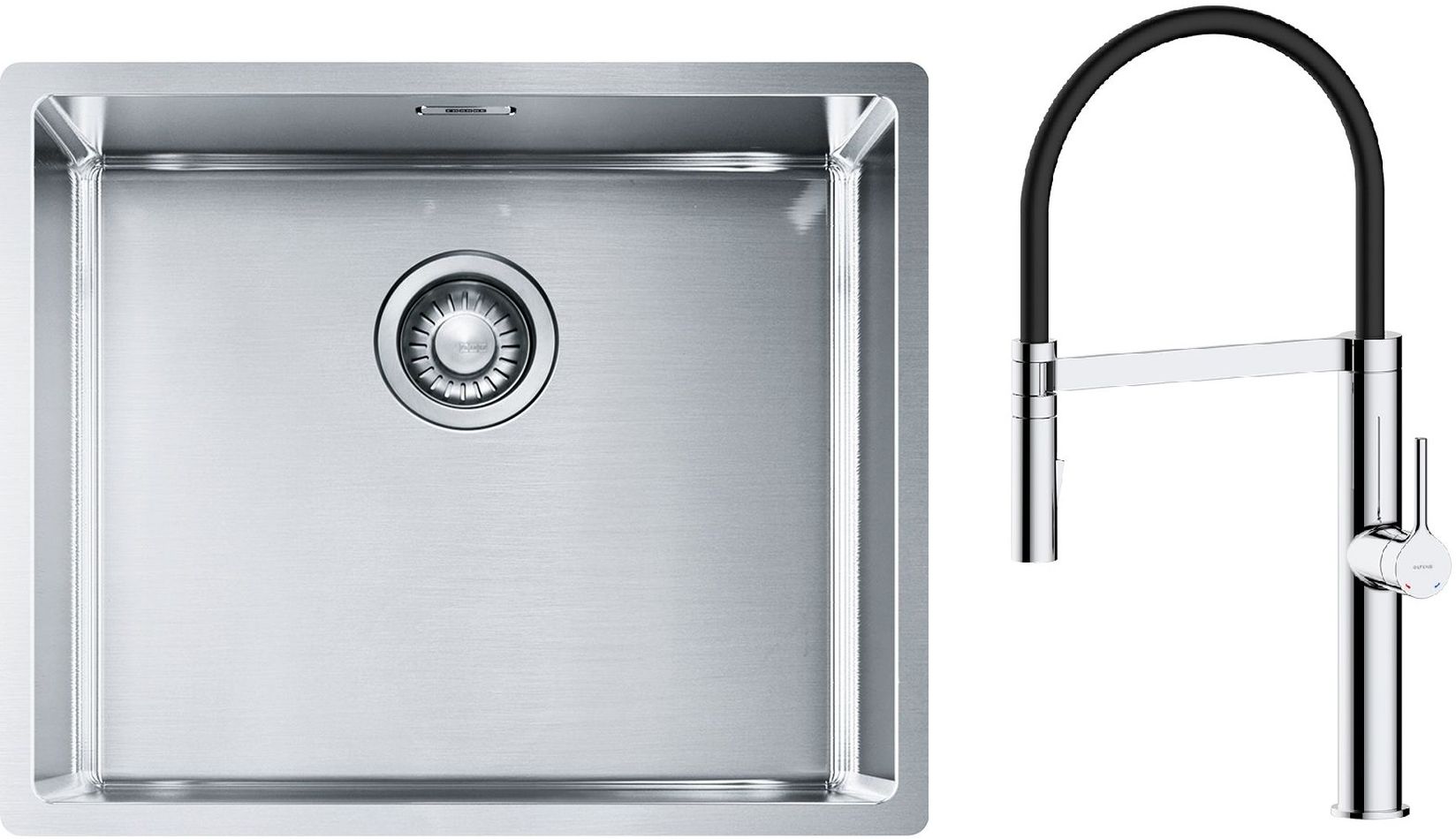 Sada ocelový dřez Franke Box 127.0453.656, kuchyňská baterie Oltens Borga 35207100