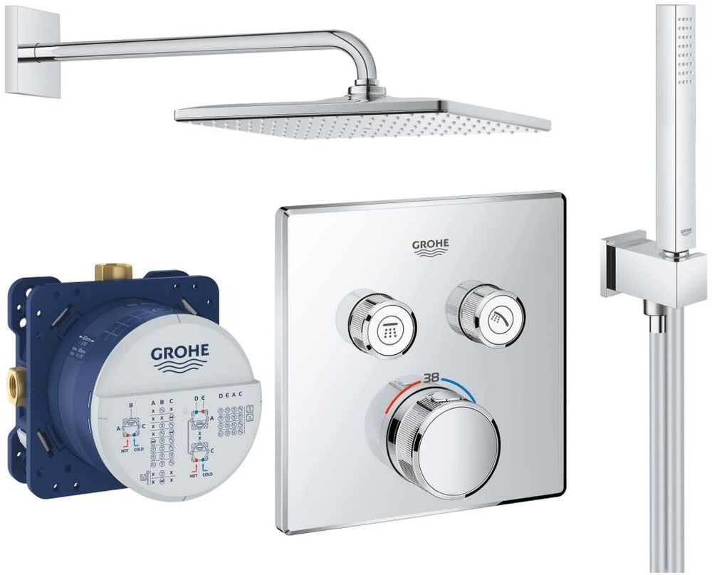 Sada vanová baterie Grohe Grohtherm SmartControl 29124000, hlavová sprchá s ramenem Grohe Rainshower 26564000, 26405000, 35600000