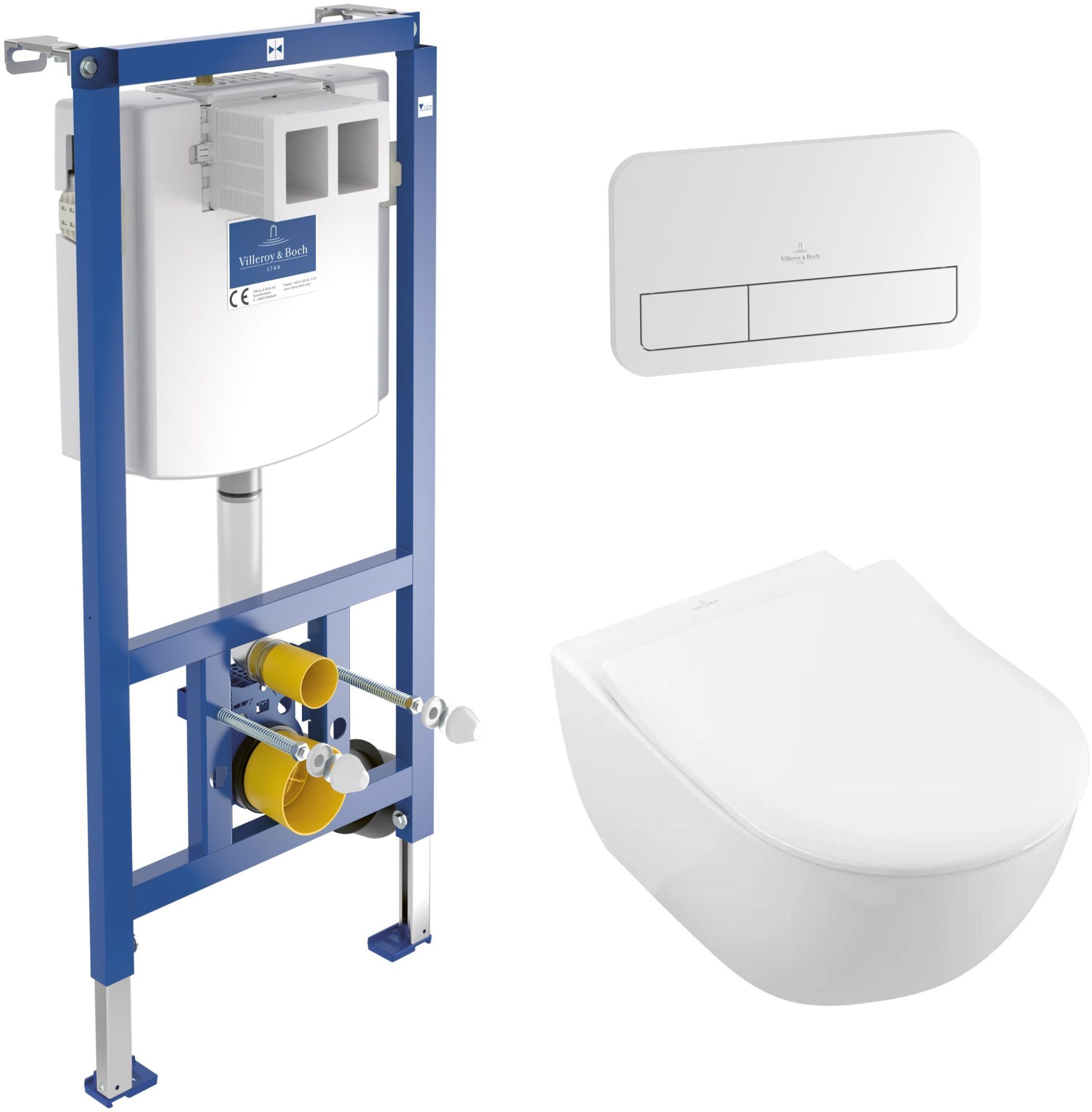 Sada combi-Pack sada s prkénkem Villeroy & Boch Subway 2.0 5614R2R1, podomítkový WC modul Villeroy & Boch ViConnect 92246100, 92249068