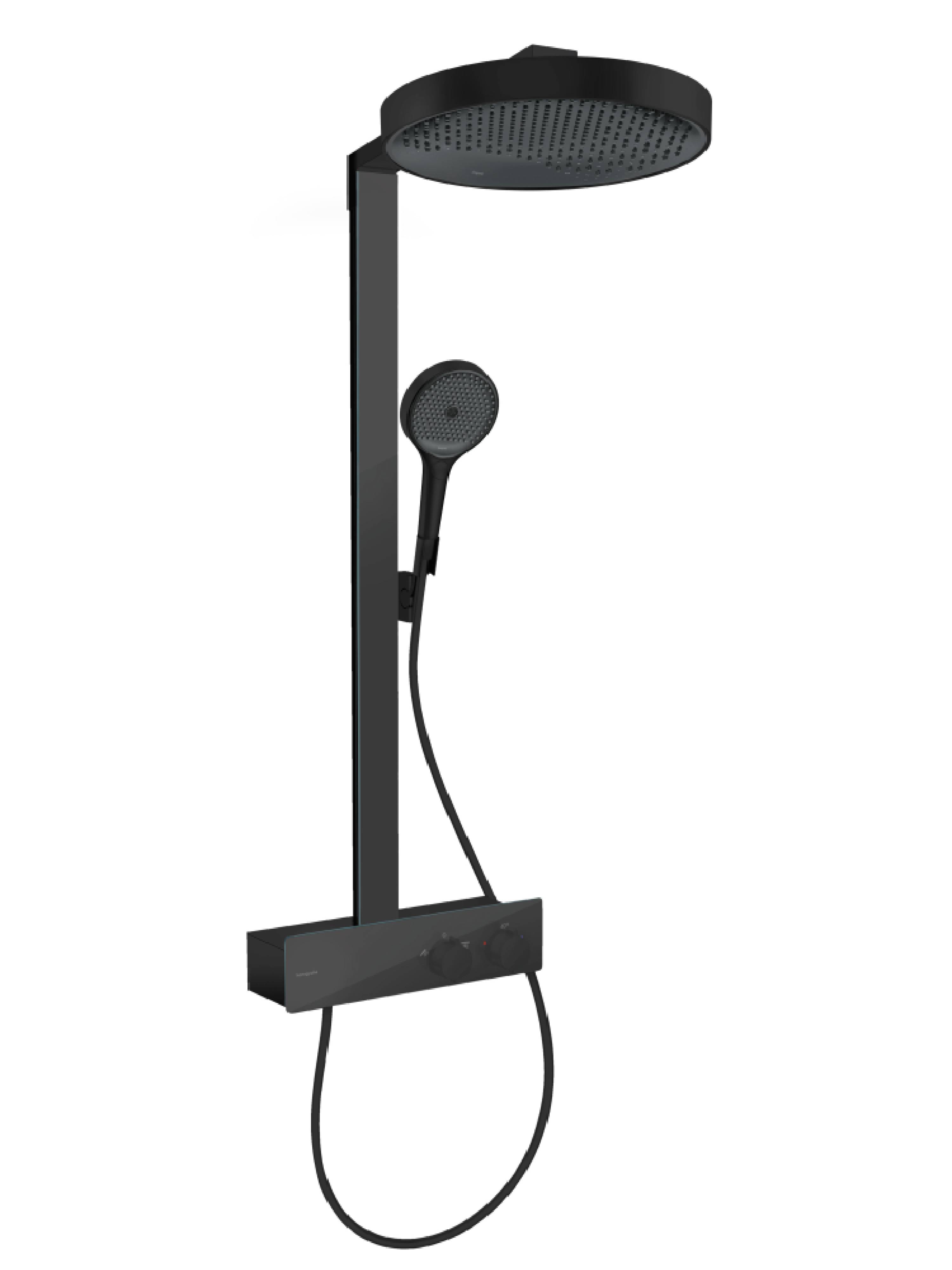 Hansgrohe Rainfinity sprchová sada na stěnu s termostatem s dešťovou sprchou černá 26853670