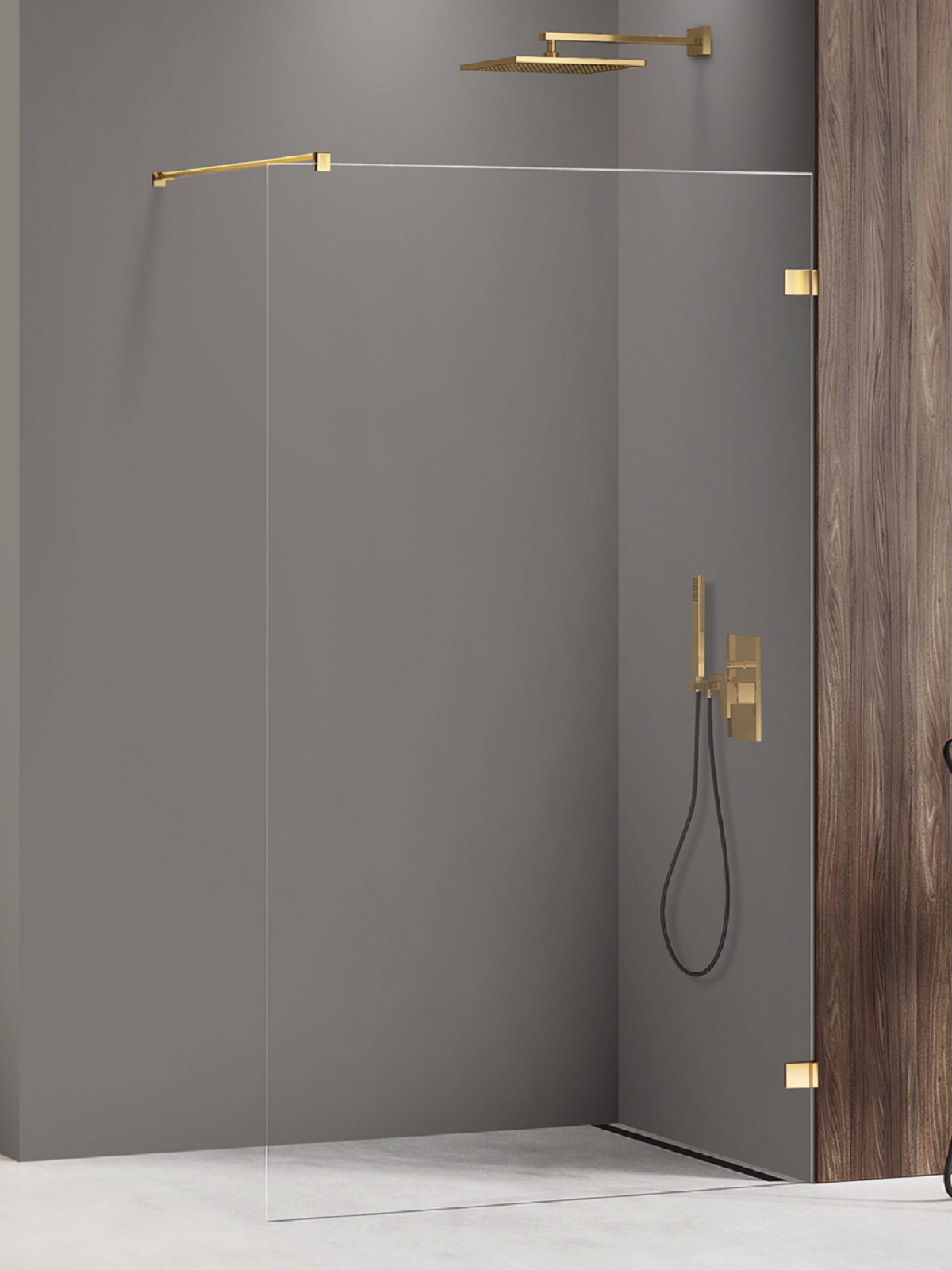New Trendy Avexa Gold Shine sprchová zástěna walk-in 150 cm zlatá lesk/průhledné sklo EXK-7064