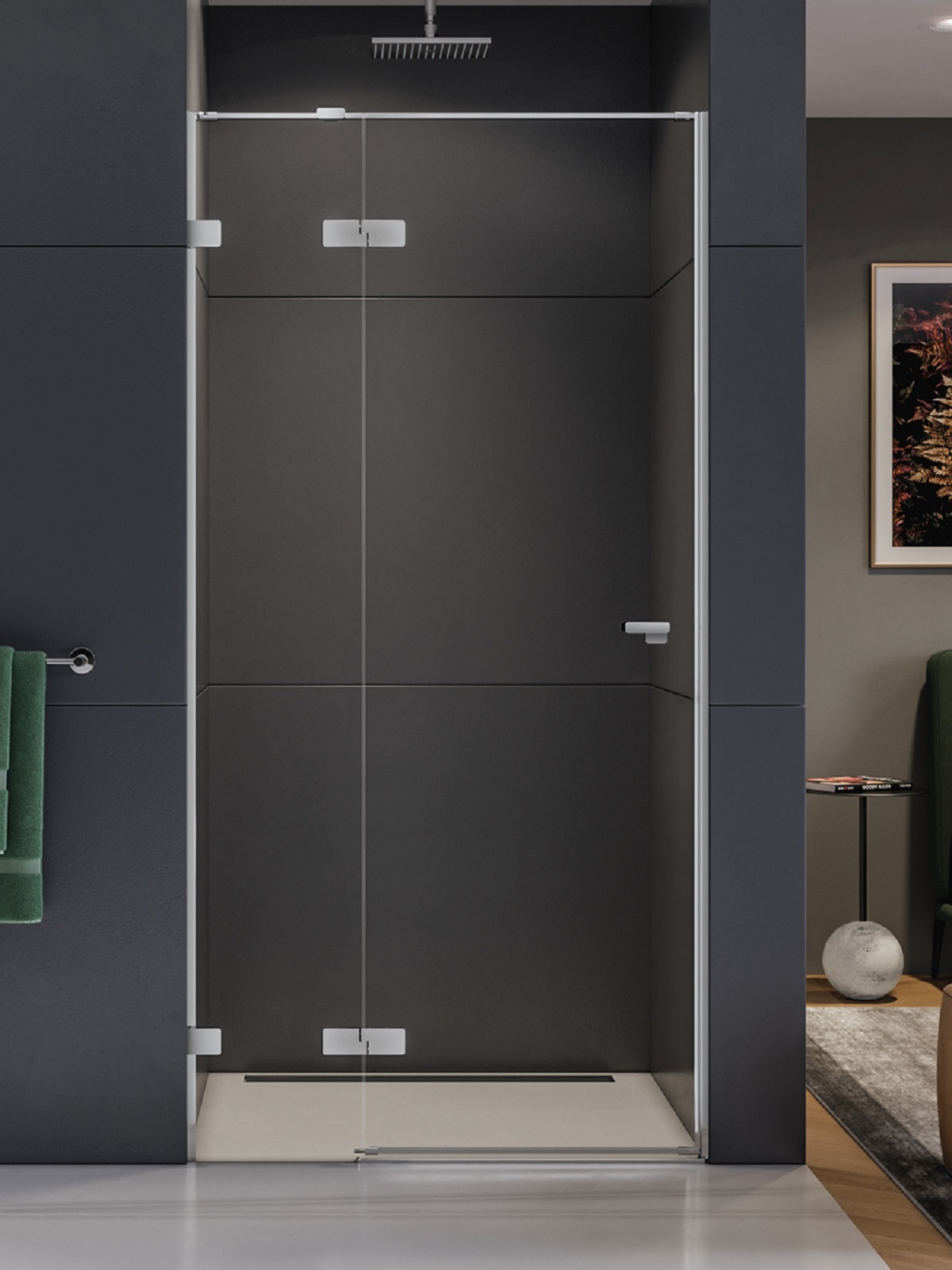 New Trendy Eventa sprchové dveře 90 cm sklopné chrom lesk/průhledné sklo EXK-4452