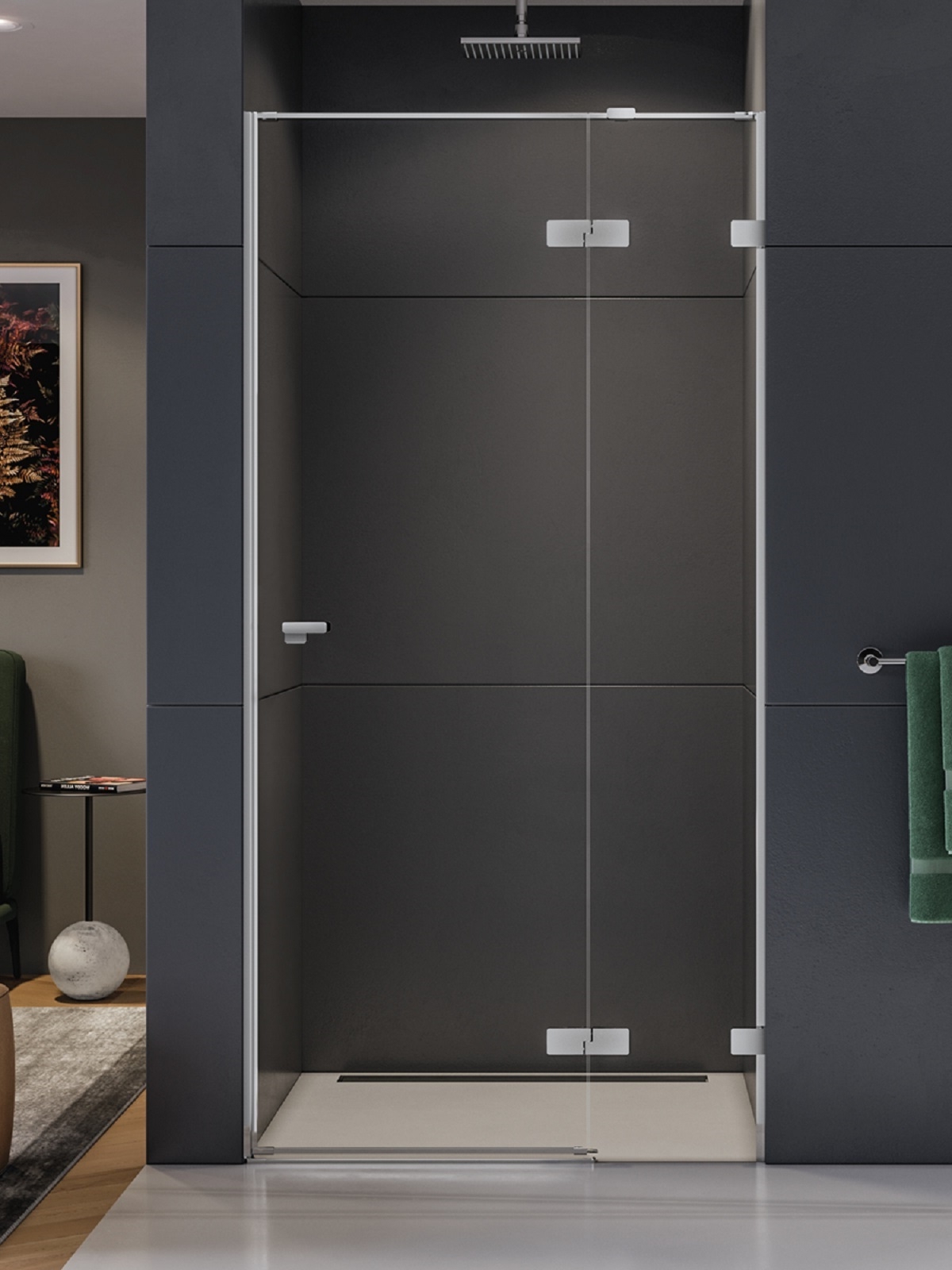 New Trendy Eventa sprchové dveře 90 cm sklopné chrom lesk/průhledné sklo EXK-4453