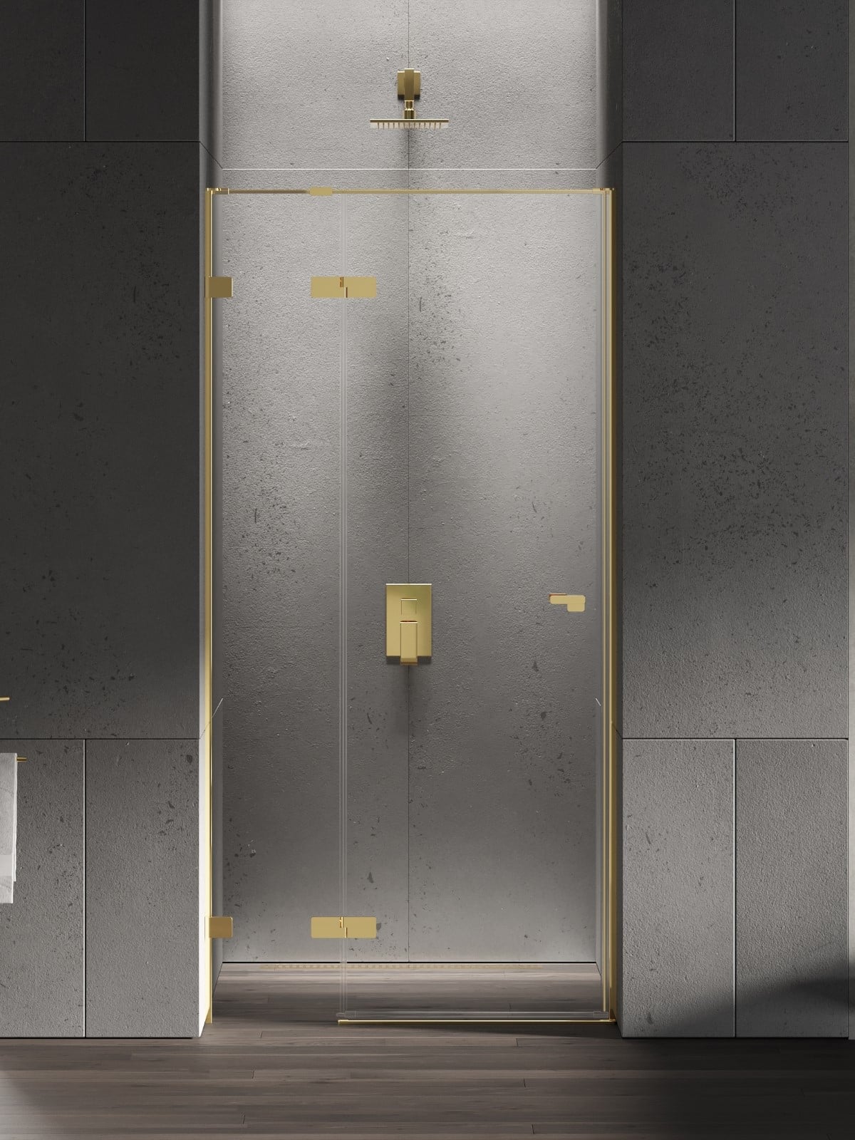 New Trendy Eventa Gold Shine sprchové dveře 90 cm sklopné zlatá lesk/průhledné sklo EXK-4673