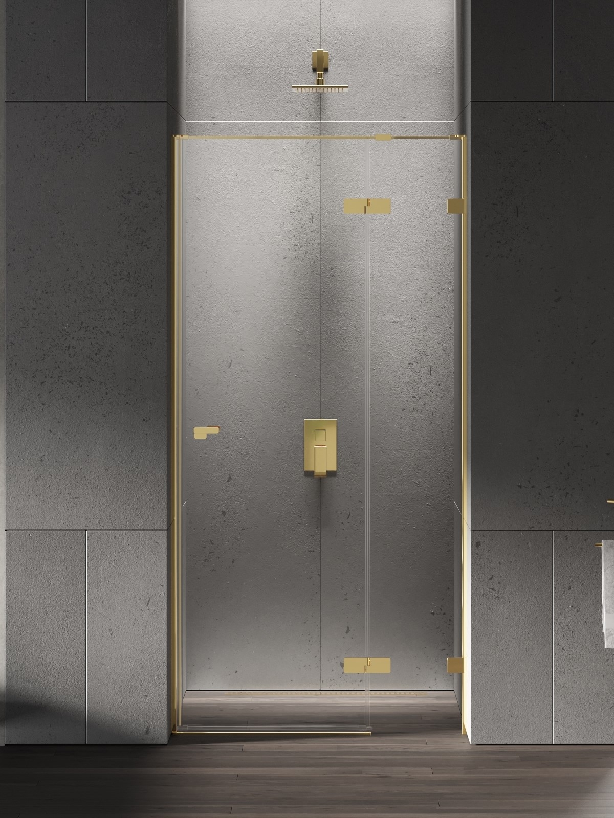 New Trendy Eventa Gold Shine sprchové dveře 120 cm sklopné zlatá lesk/průhledné sklo EXK-4680