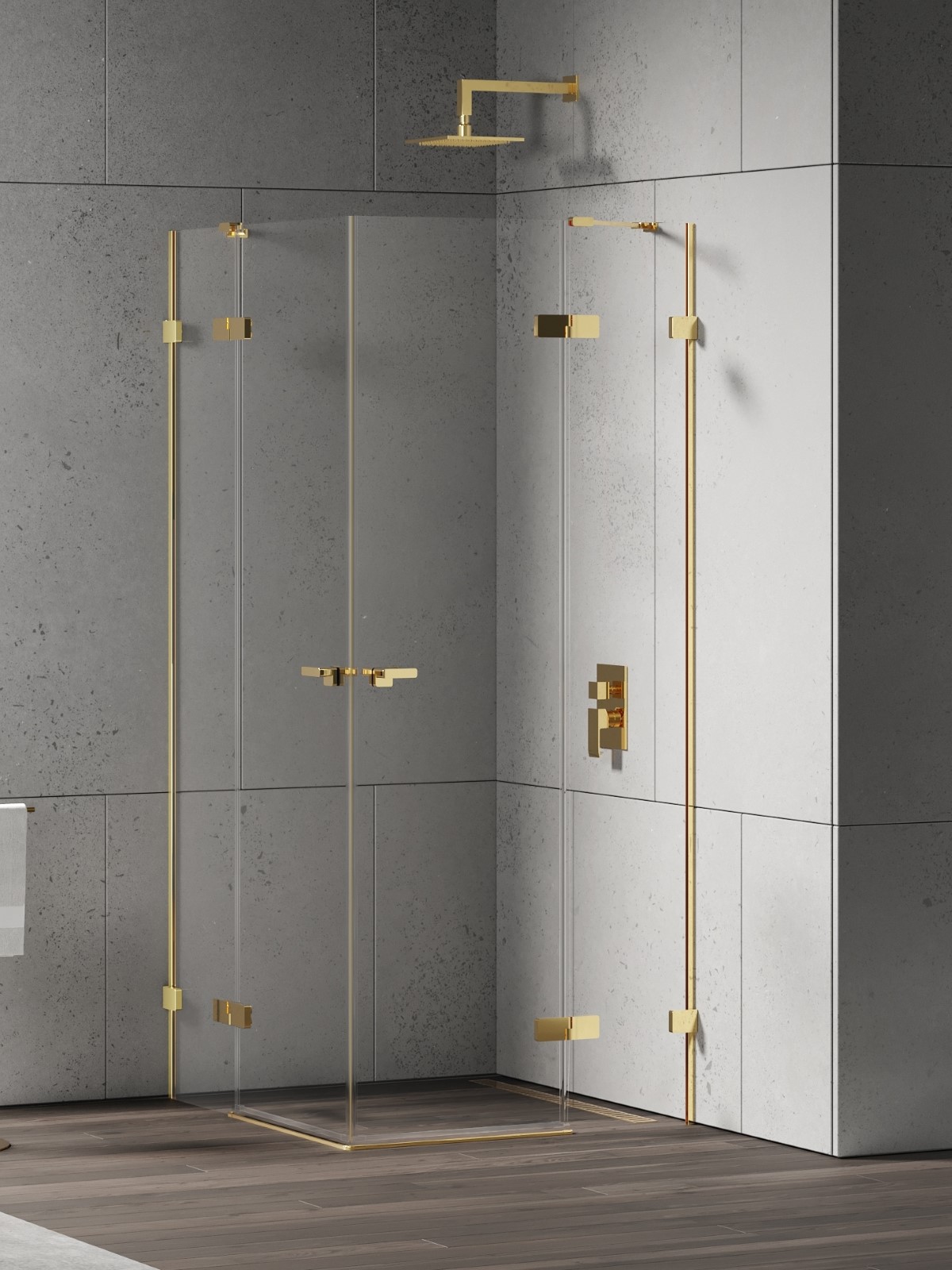 New Trendy Eventa Gold Shine sprchový kout 120x90 cm obdélníkový zlatá lesk/průhledné sklo EXK-4770
