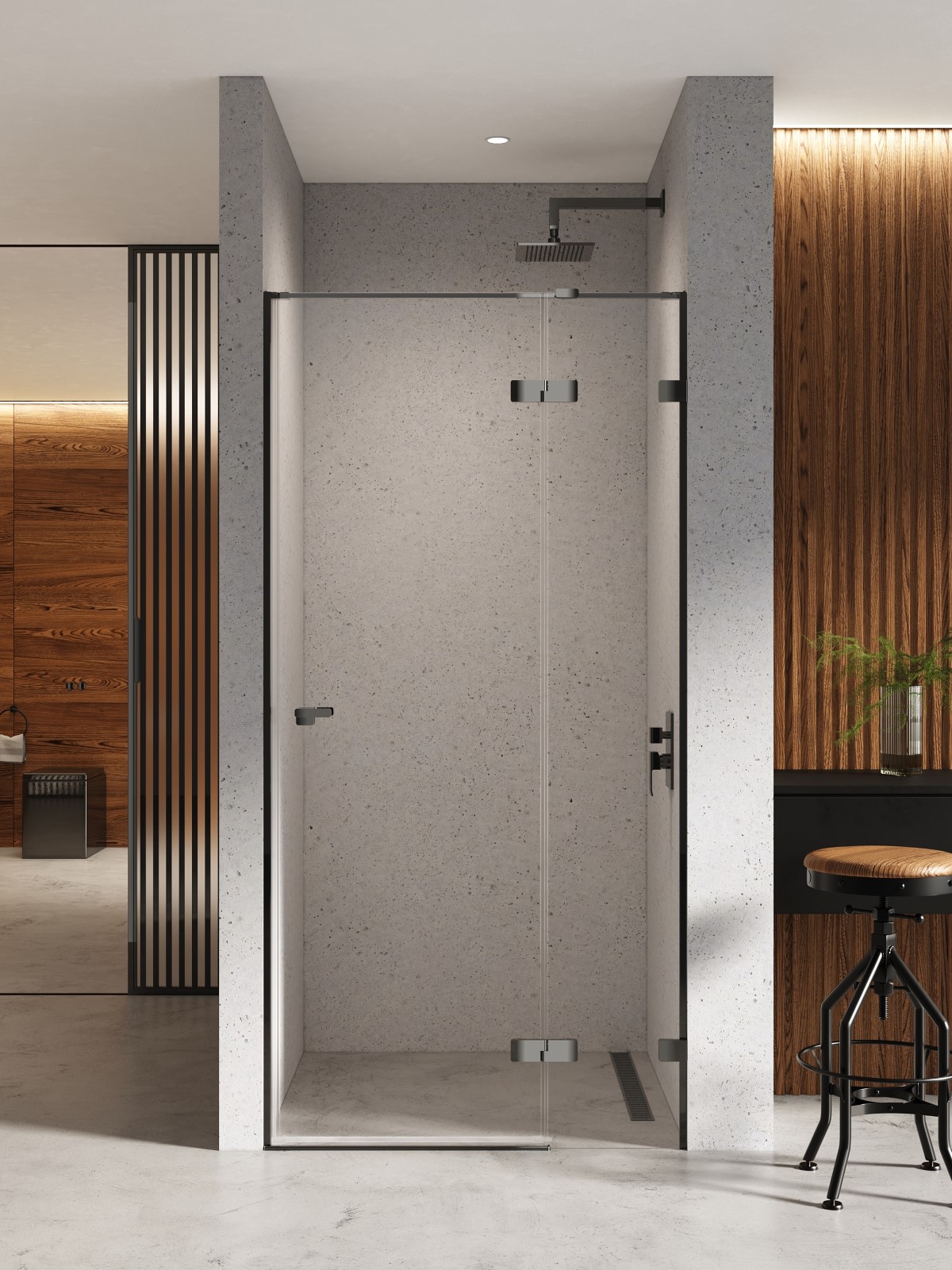 New Trendy Eventa Black Chrome sprchové dveře 110 cm sklopné černá lesk/průhledné sklo EXK-6134