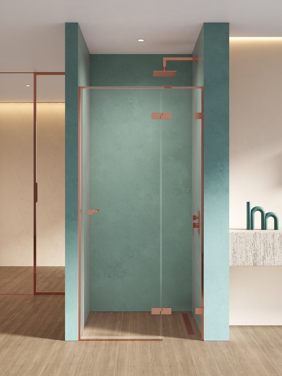 New Trendy Eventa Copper Shine sprchové dveře 110 cm sklopné měděná lesk/průhledné sklo EXK-6359