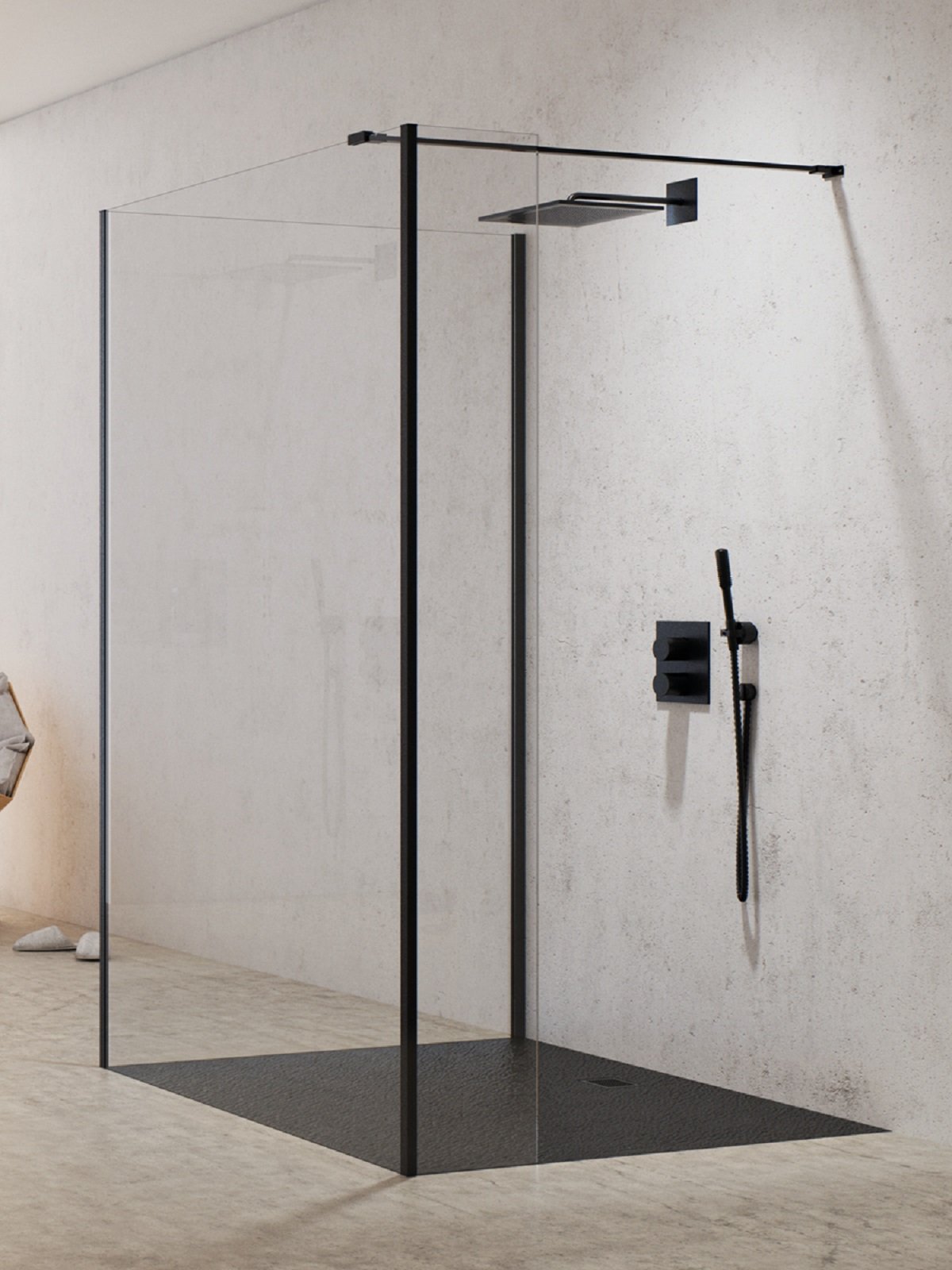 New Trendy New Modus Black sprchová zástěna walk-in 90 cm černá matný/průhledné sklo EXK-5590