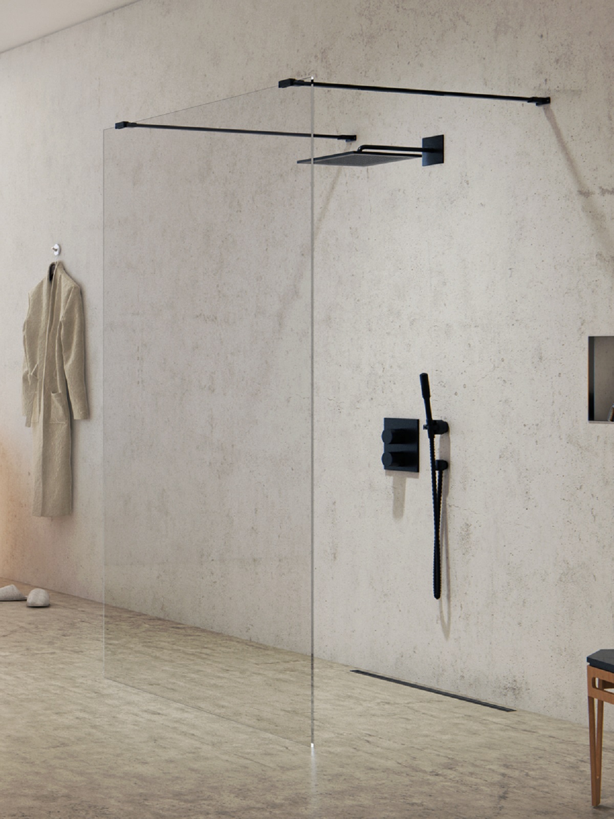 New Trendy New Modus Black sprchová zástěna walk-in 140 cm černá polomatný/průhledné sklo EXK-5605