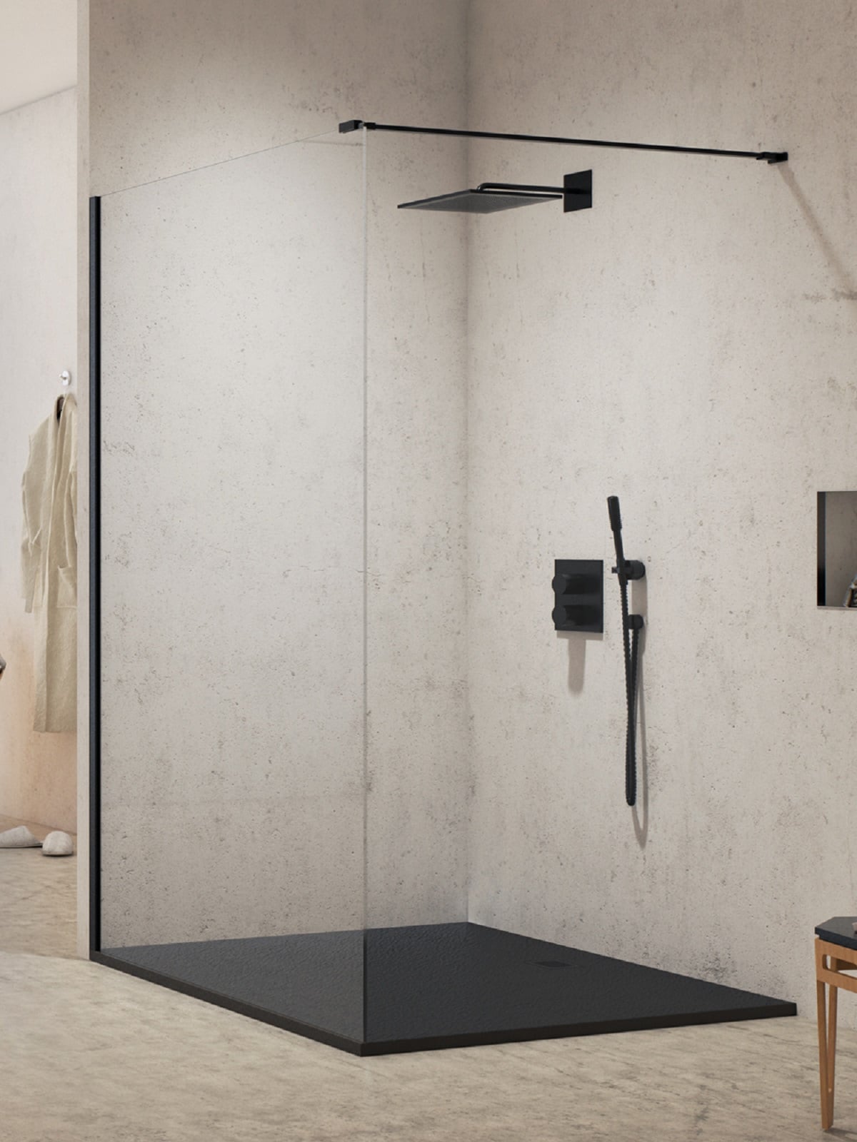 New Trendy New Modus Black sprchová zástěna walk-in 100 cm černá matný/průhledné sklo EXK-5538