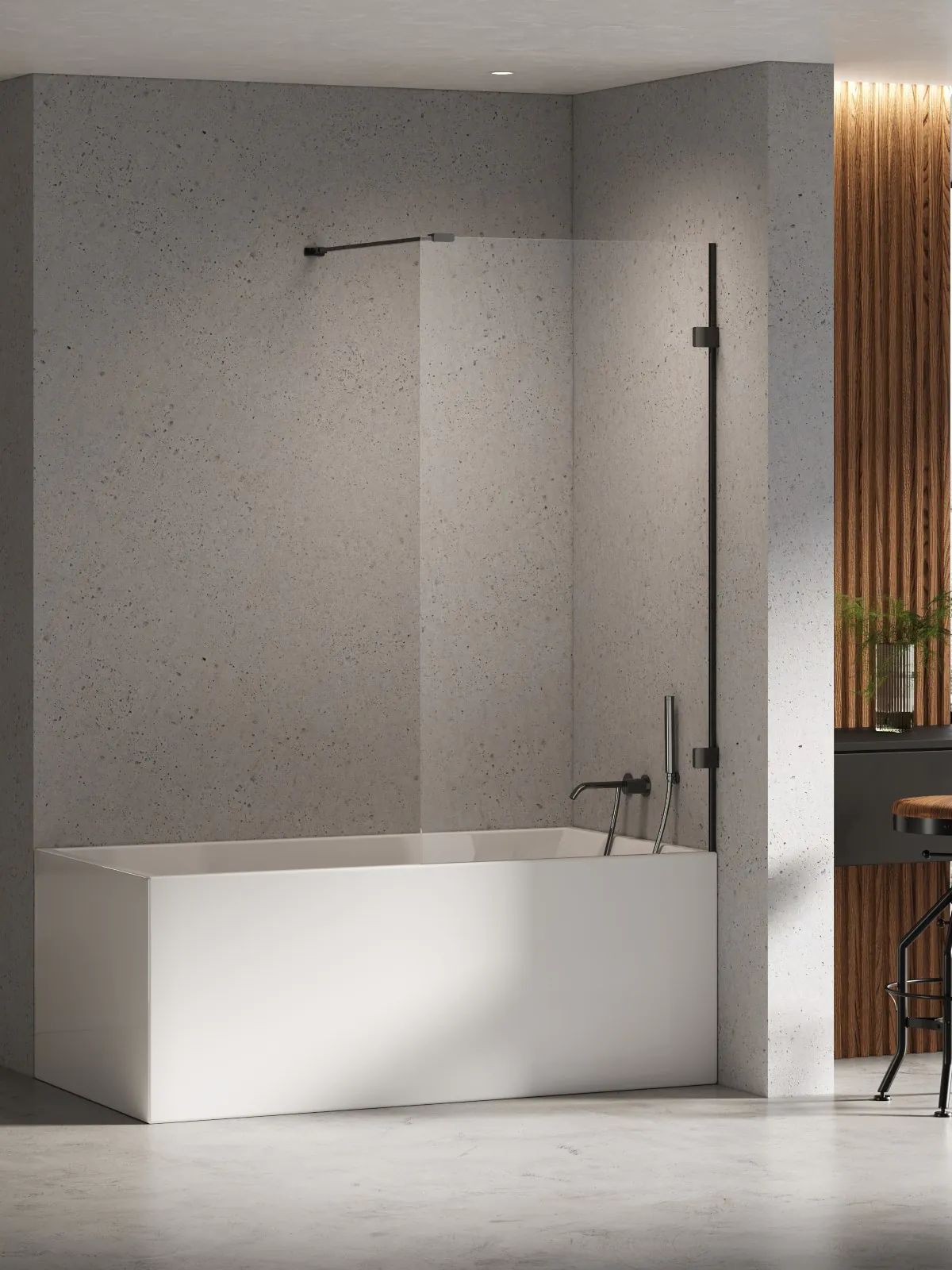 New Trendy Eventa Black Chrome vanová zástěna 80 cm jednodílný černá lesk/čiré sklo EXK-5690