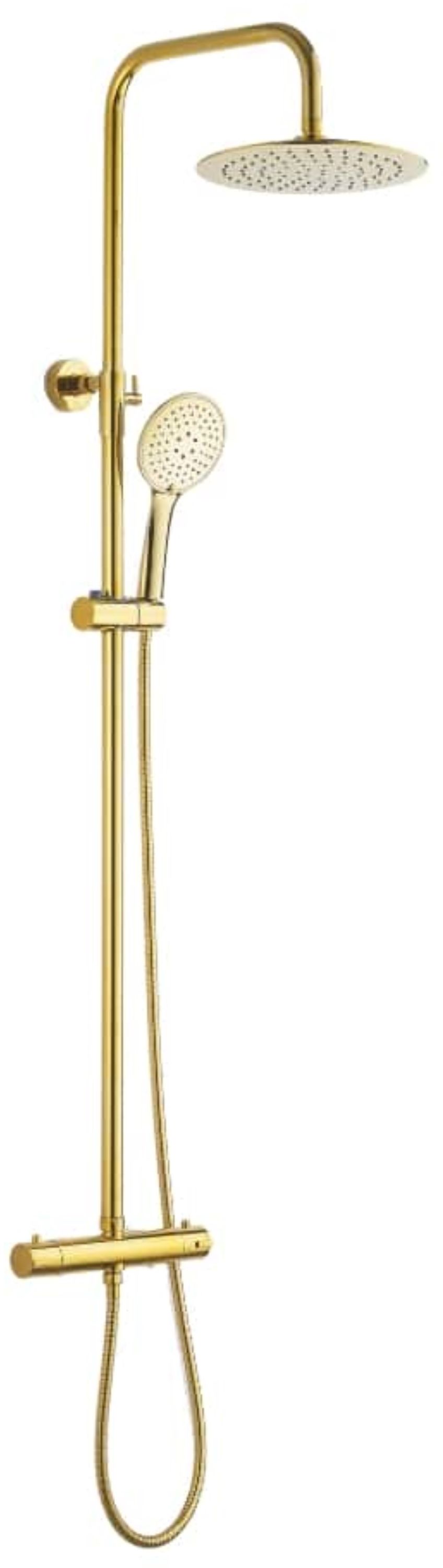 Invena Gold sprchová sada na stěnu s termostatem s dešťovou sprchou zlatá AU-16-009