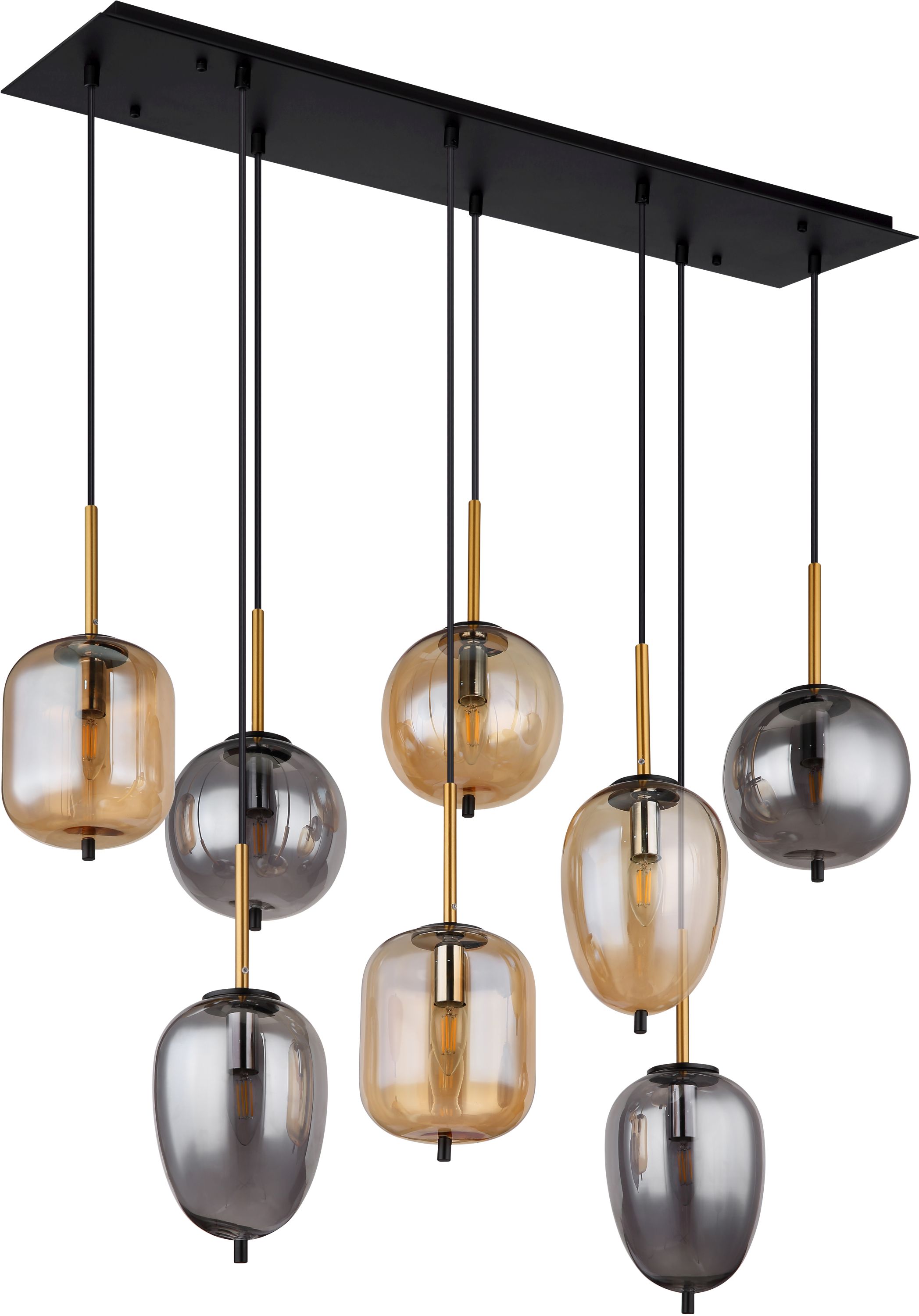 Globo Lighting Blacky závěsné svítidlo x40 W černá-kouřová-jantarová 15345-8A