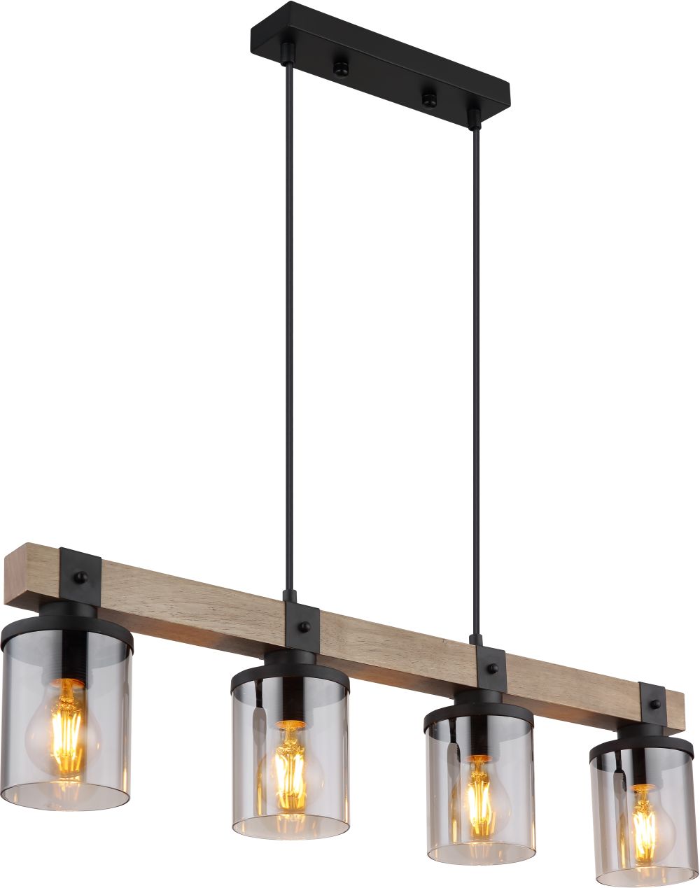 Globo Lighting Lila závěsné svítidlo 4x60 W černá-dřevo 15555-4H