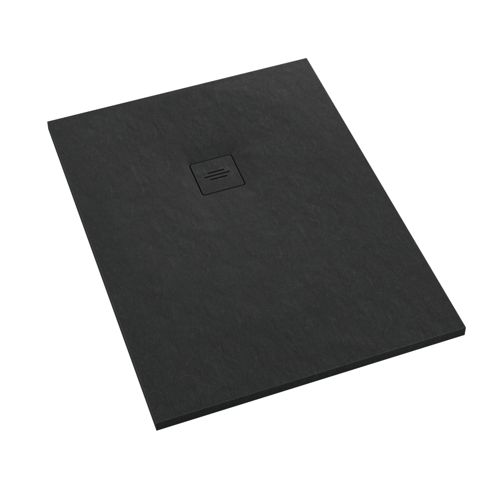 Schedline Protos Black Stone obdélníková sprchová vanička + mřížka 90x80 cm černá 3SP.P1P-8090/C/ST-M1/C/ST