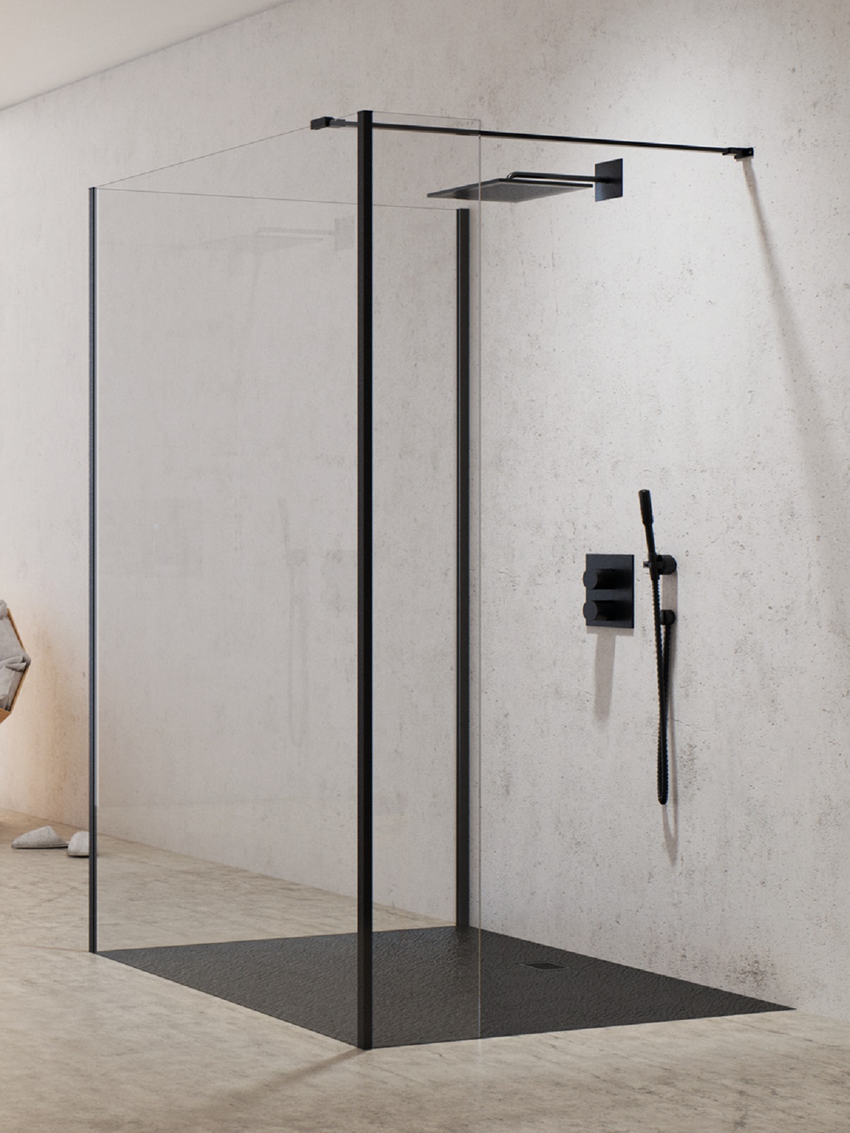 New Trendy New Modus Black sprchová zástěna walk-in 100 cm černá matný/průhledné sklo EXK-5591