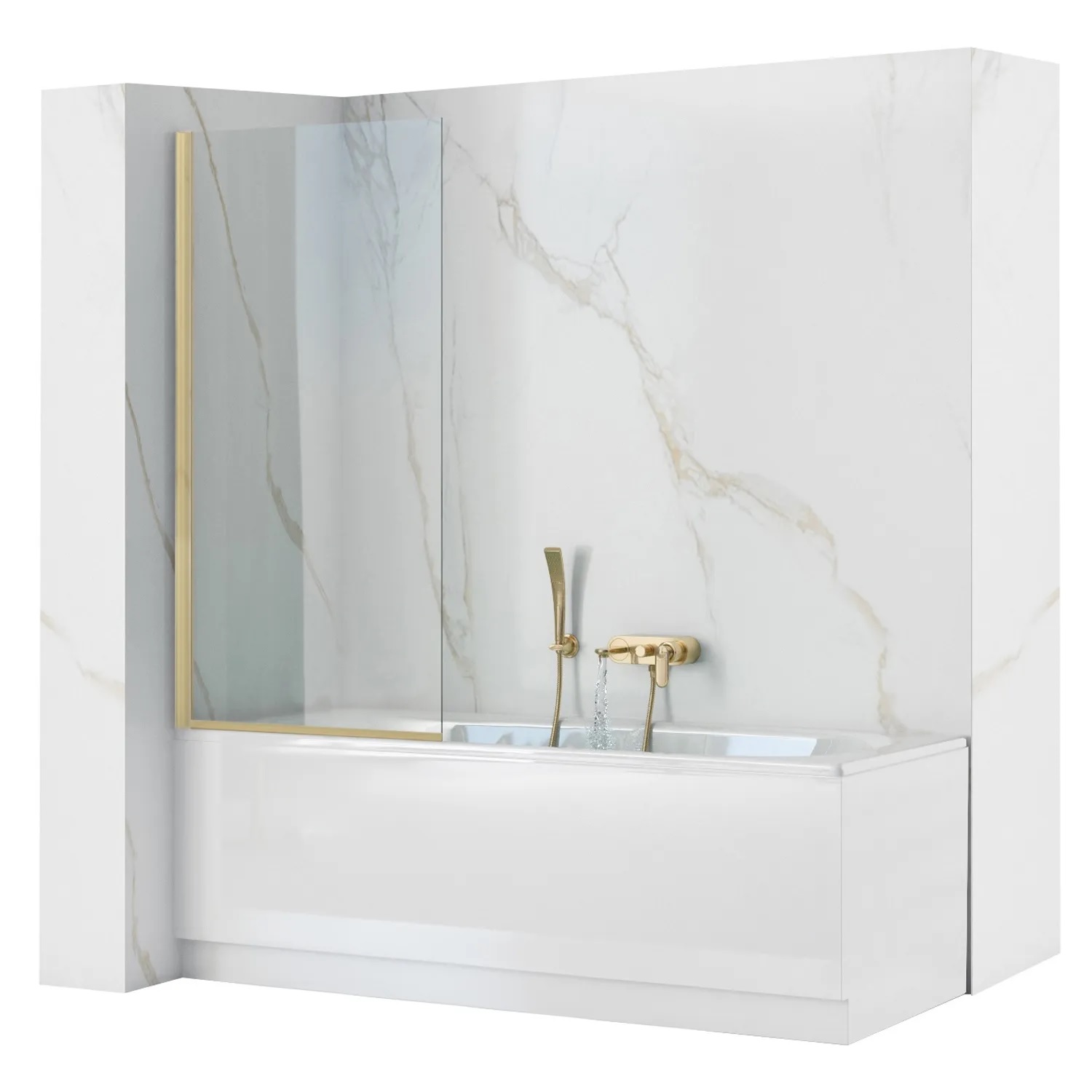 Rea Elegant Gold vanová zástěna 70 cm jednodílný zlatá kartáčovaný/čiré sklo REA-W6600