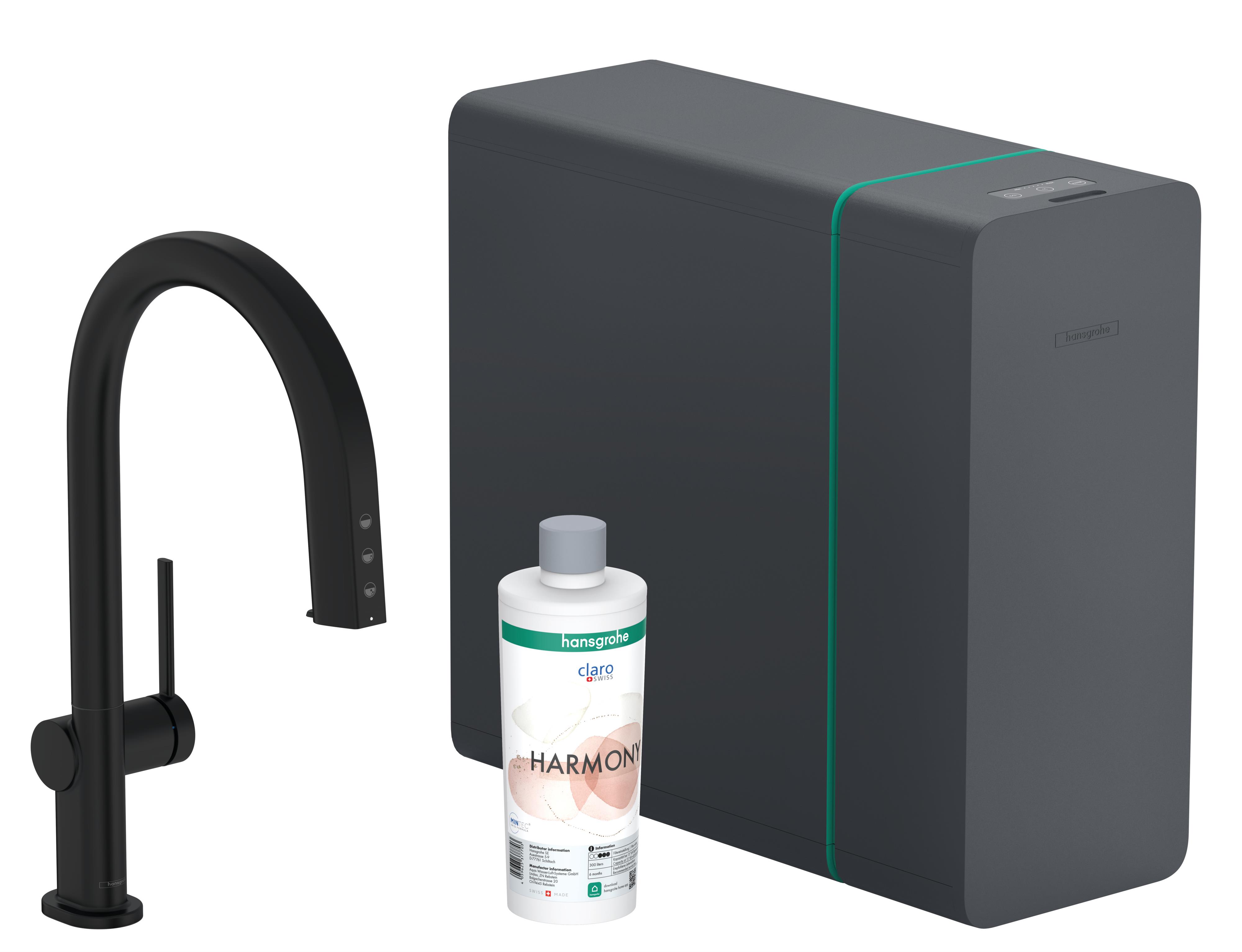 Hansgrohe Aqittura M91 kuchyňská baterie s filtrem stojící černá 76836670
