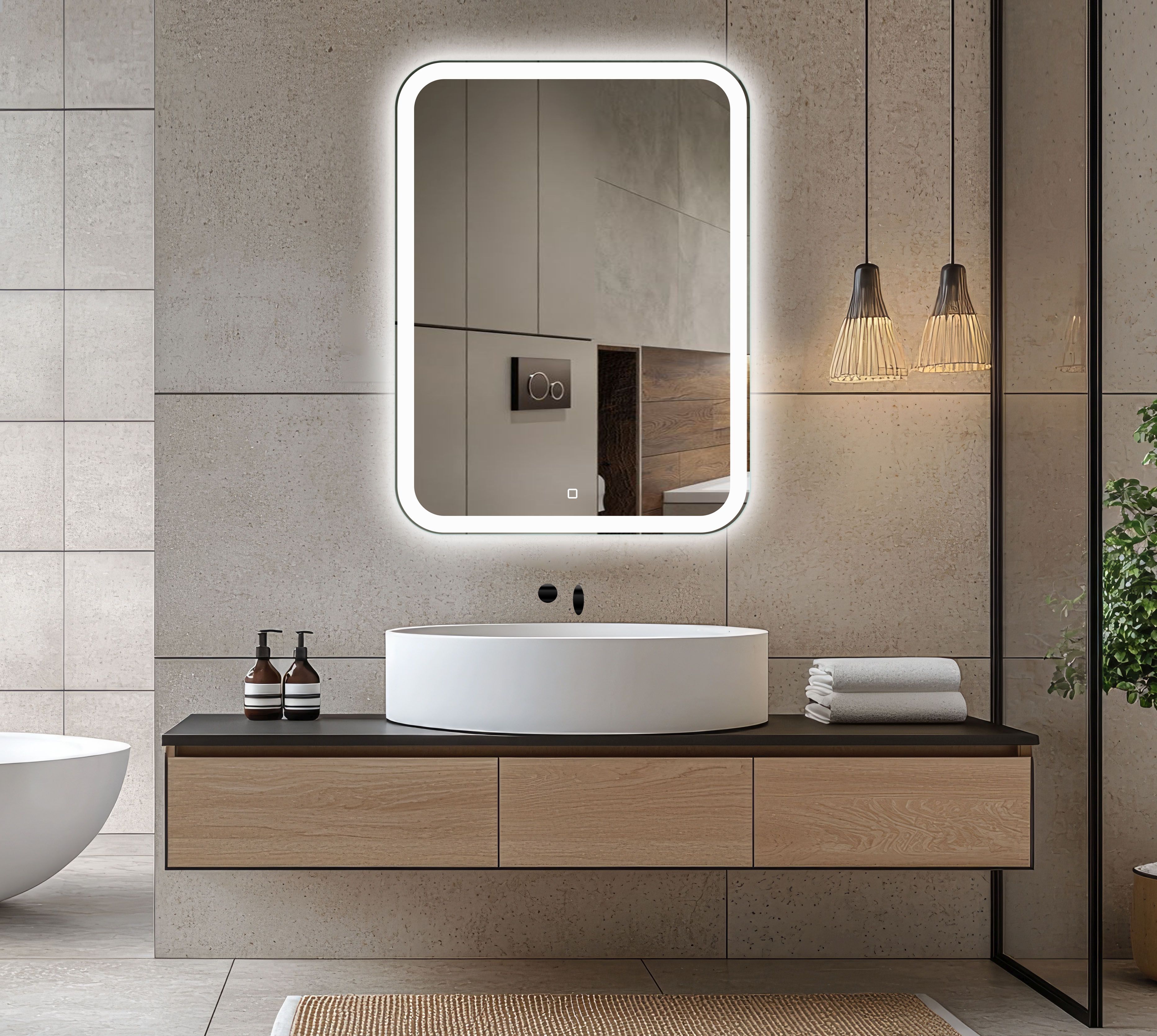 Venti Prima zrcadlo 60x80 cm obdélníkový s osvětlením stříbrná 5907722357915