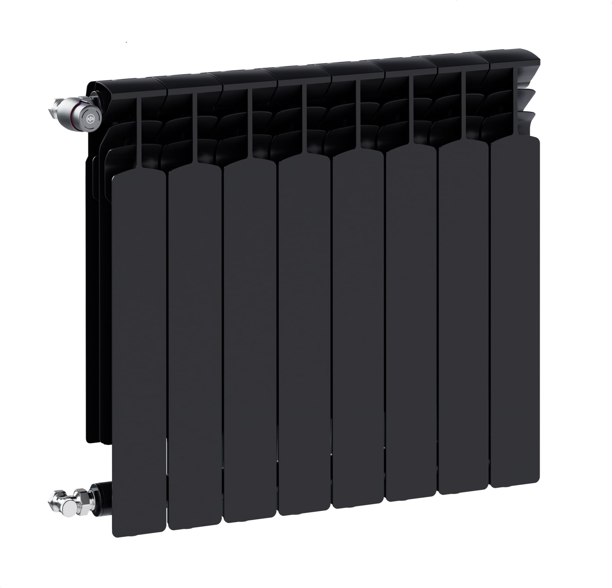 KFA Armatura G600F pokojový radiátor 67.2x64.4 cm podłączenie boční černá 772-080-81