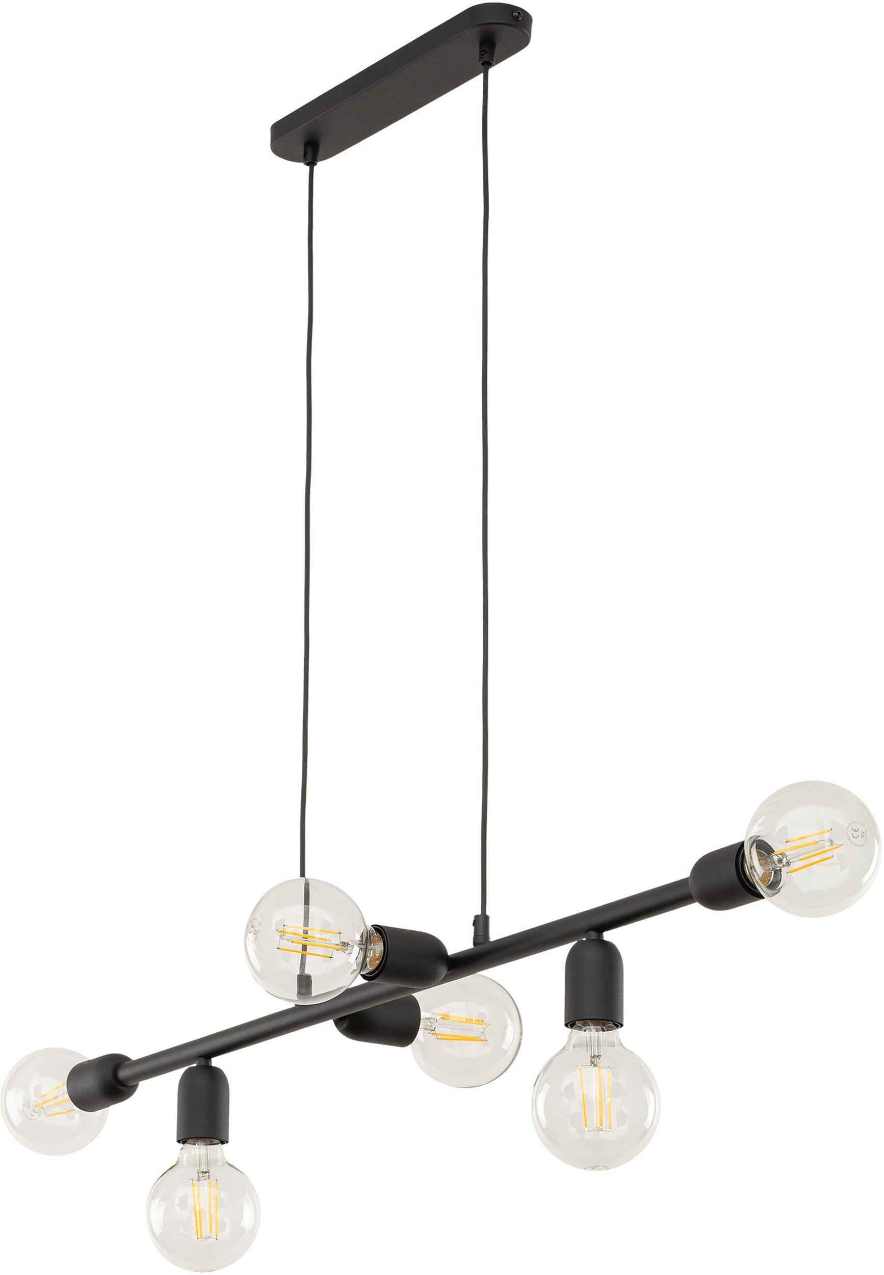 TK Lighting Porto závěsné svítidlo 6x15 W černá 5721