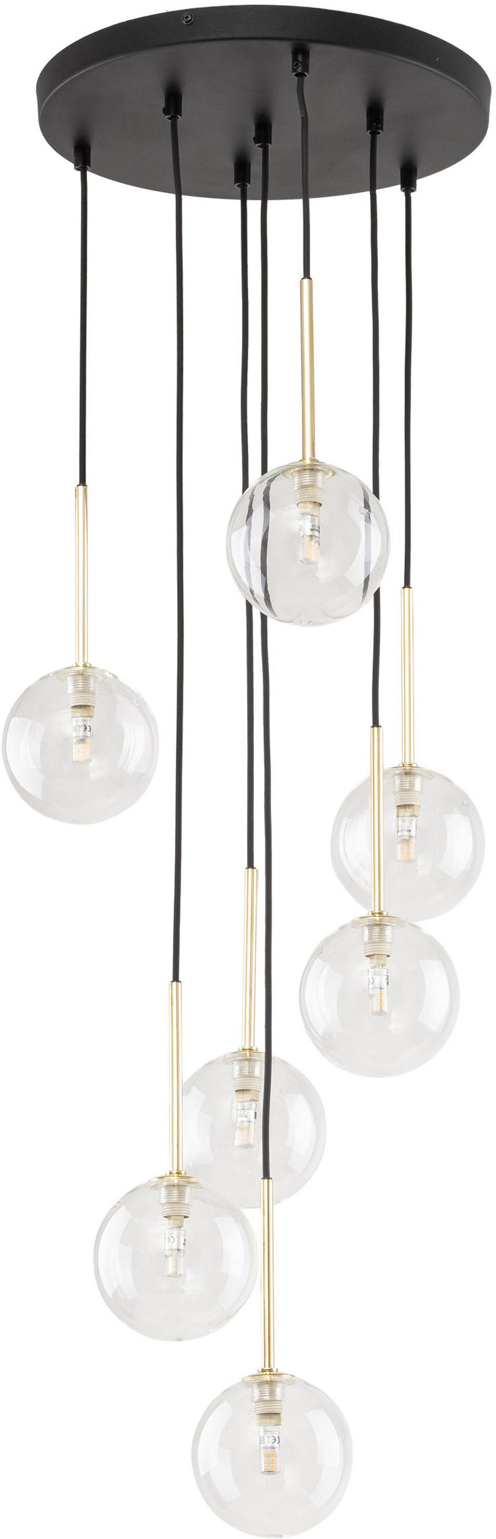 TK Lighting Nilos závěsné svítidlo x6 W černá-průhledná-zlatá 5362