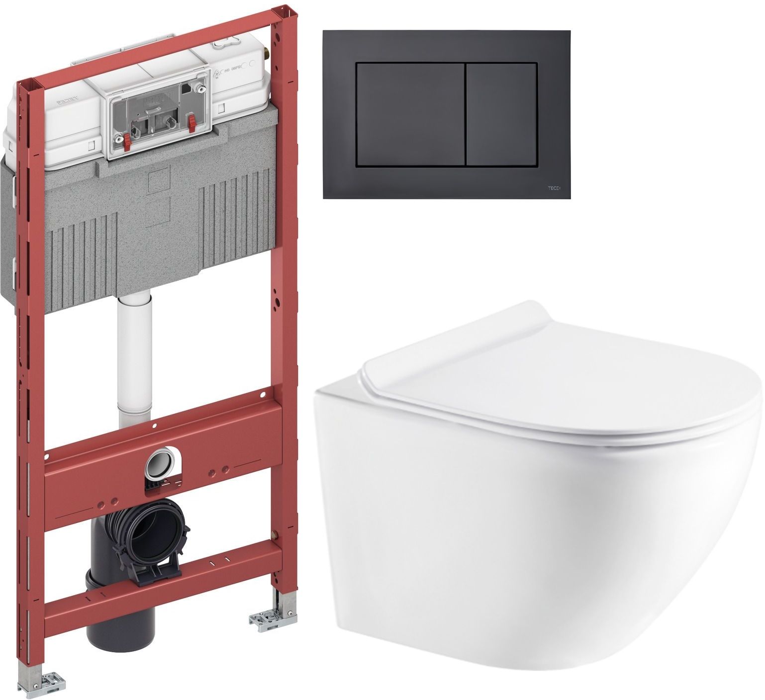 Set podomítkový WC modul Tece Profil 9300302, sada mísa + prkénko s pomalým sklápěním Hagser Beno HGR10000042, 9240407