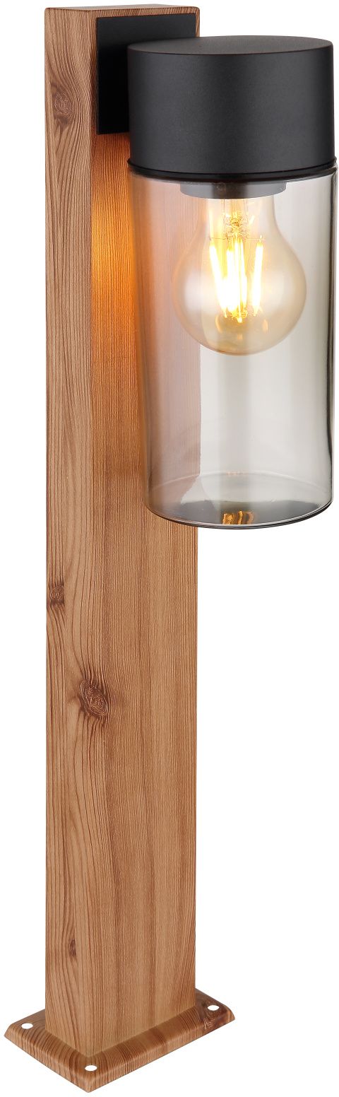 Globo Lighting Etsi venkovní stojací lampa 1x40 W černá-kouřová-dřevo 31976